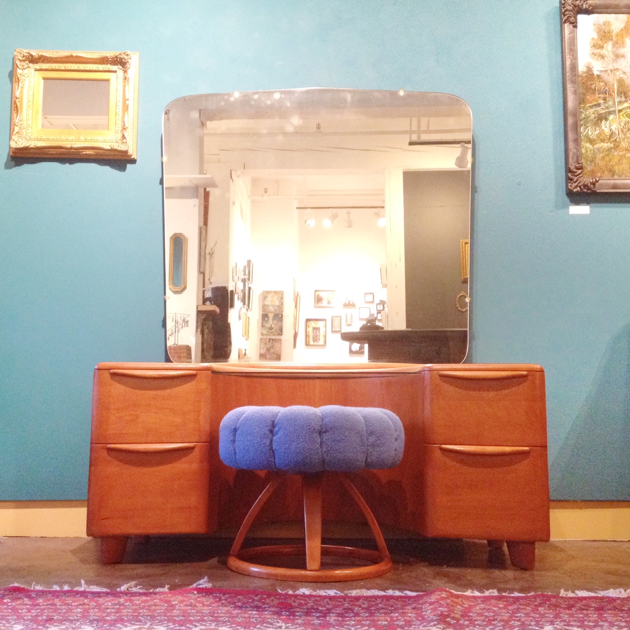 Heywood Wakefield vanity with pouf.