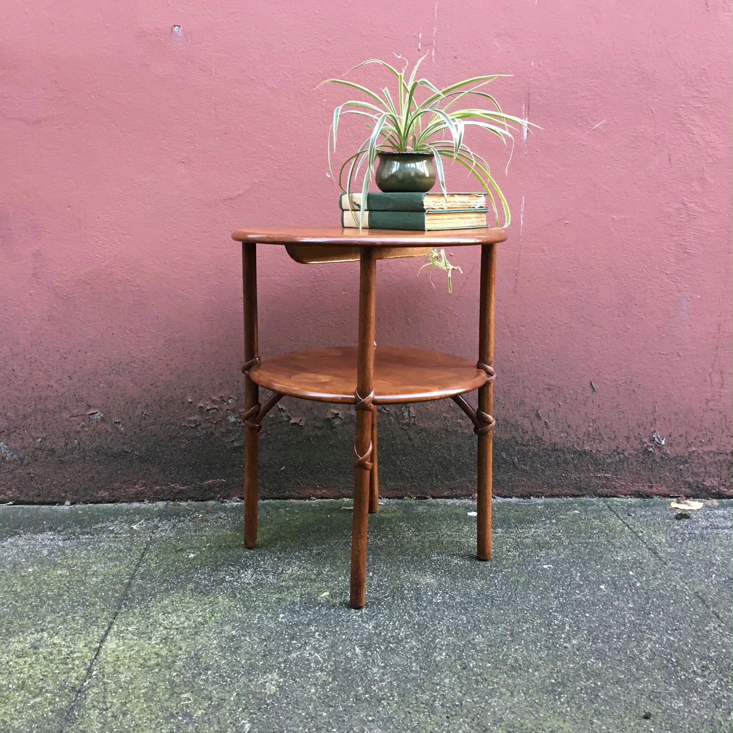 vintage table with reed accent.