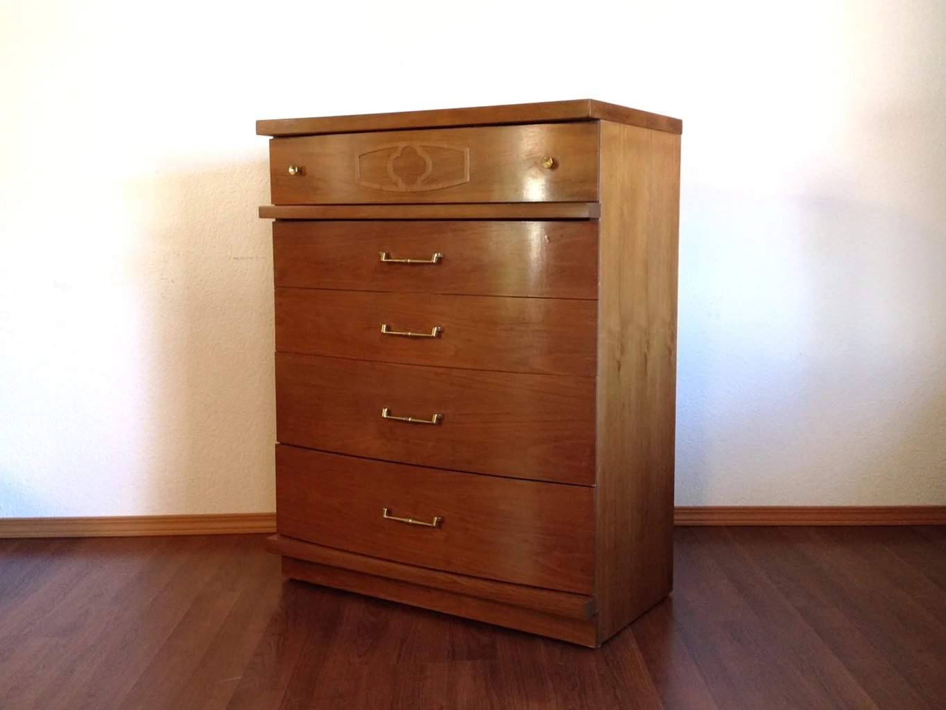 vintage 1960s Bassett highboy dresser.