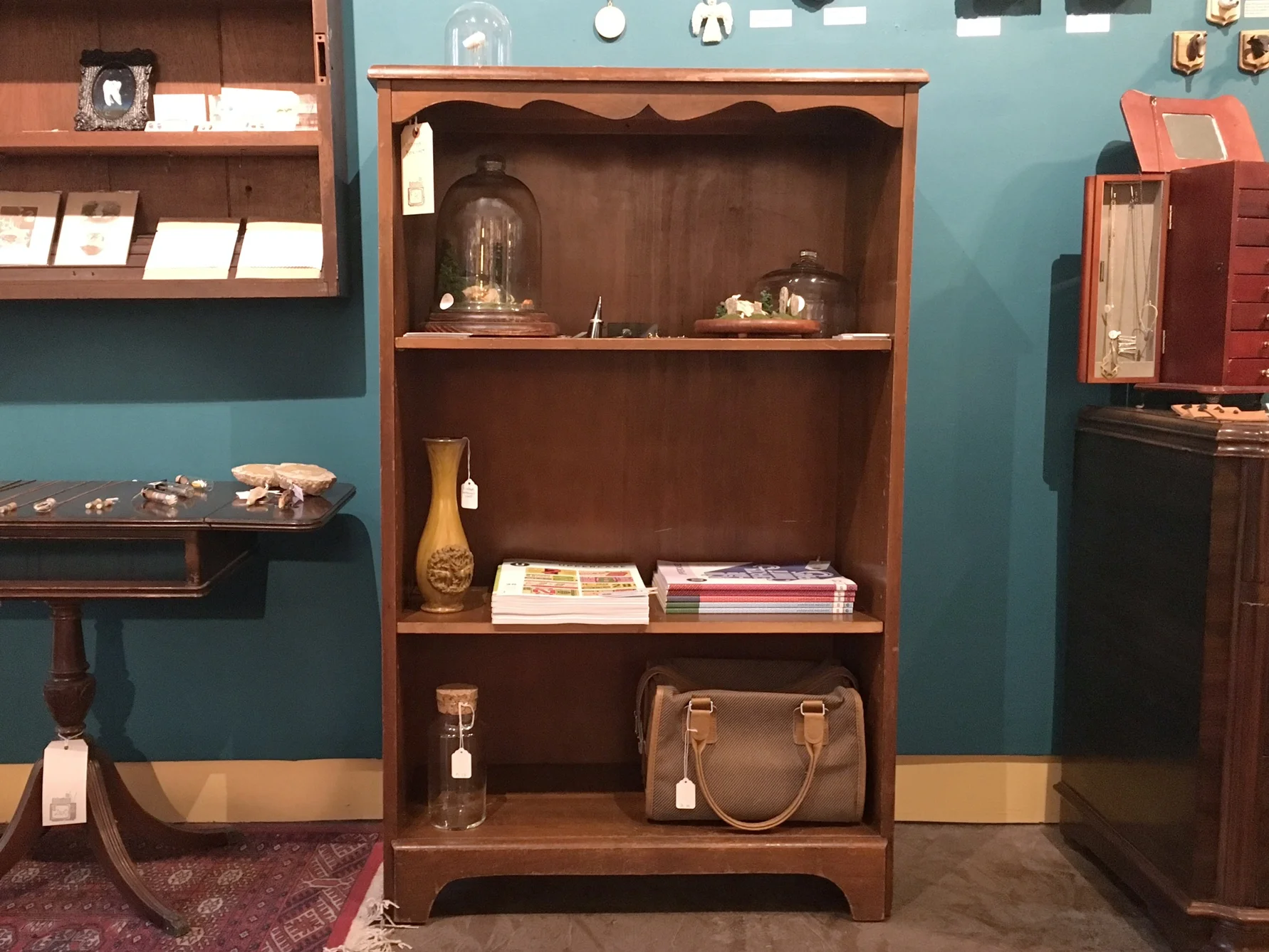 large vintage bookcase with adjustable shelves.