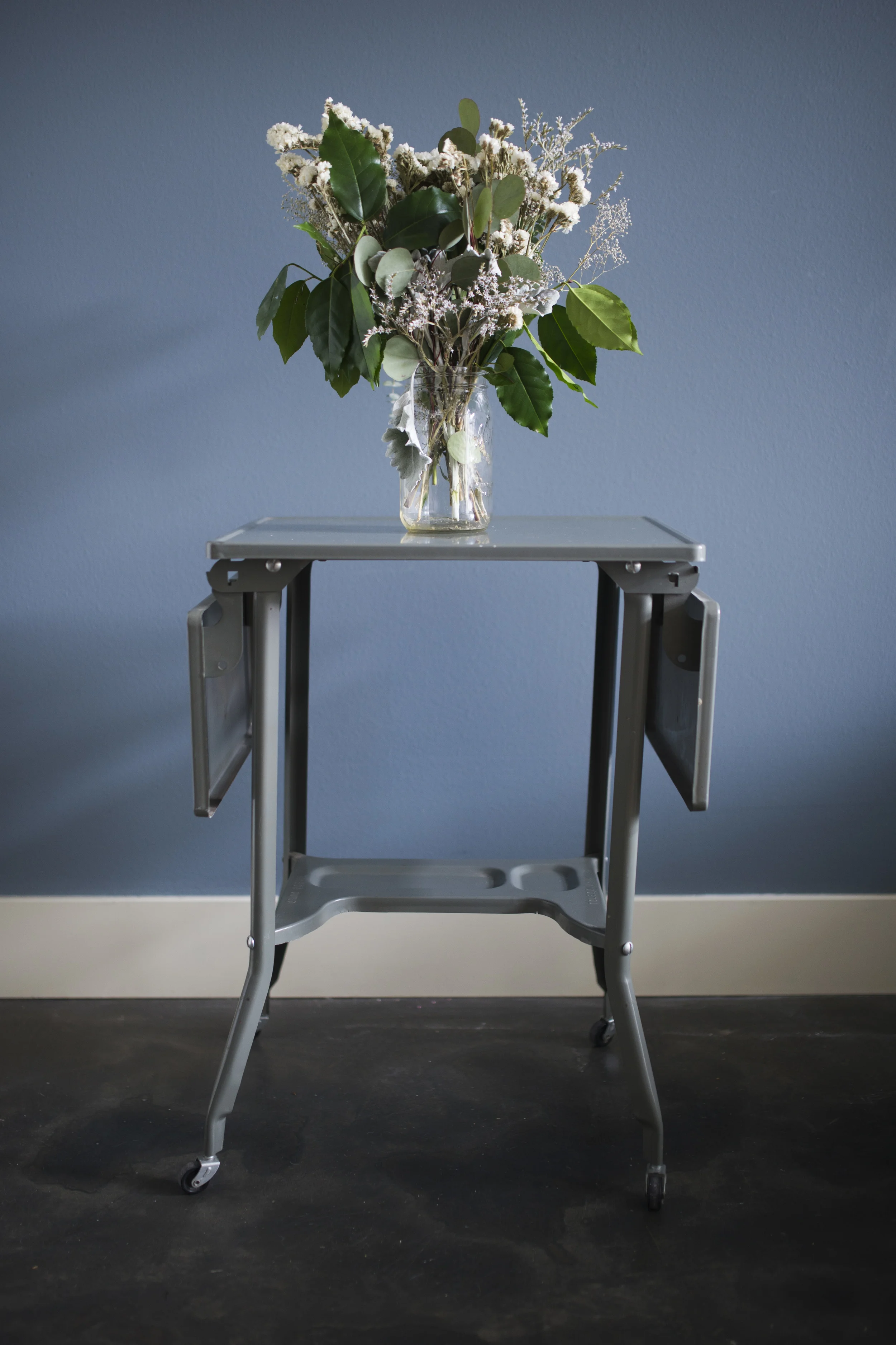 vintage industrial typewriter table.