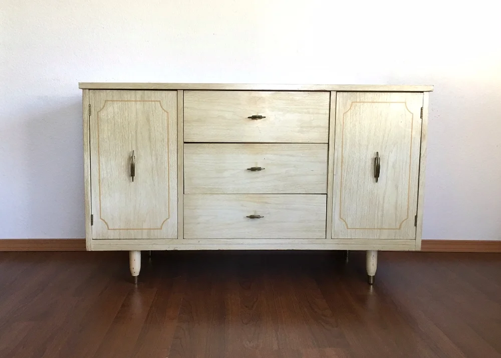 vintage mid century modern blonde buffet