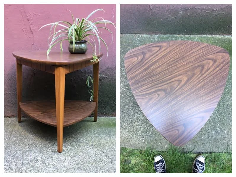 vintage mid century modern guitar pick table by Mersman.