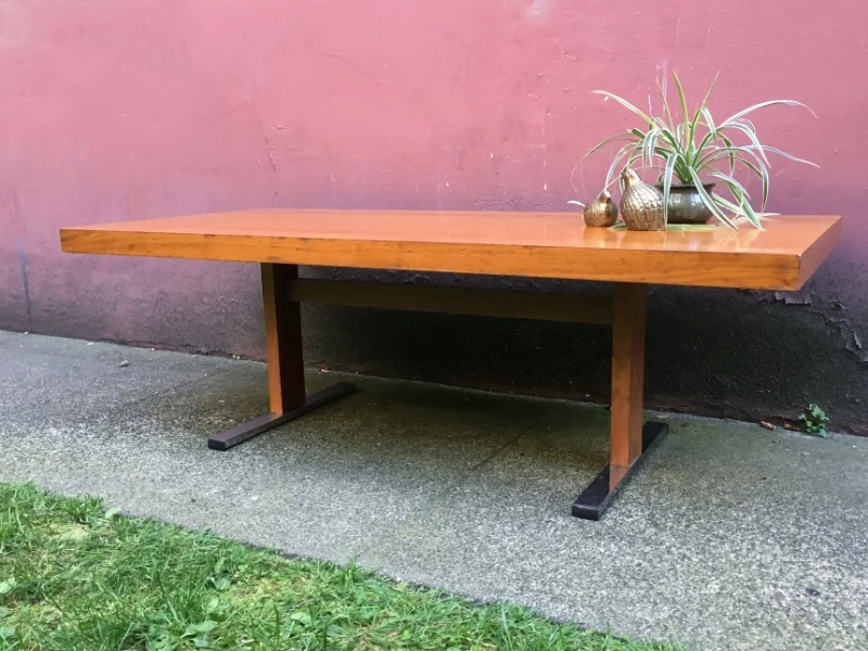 vintage mid century modern adjustable height coffee table.
