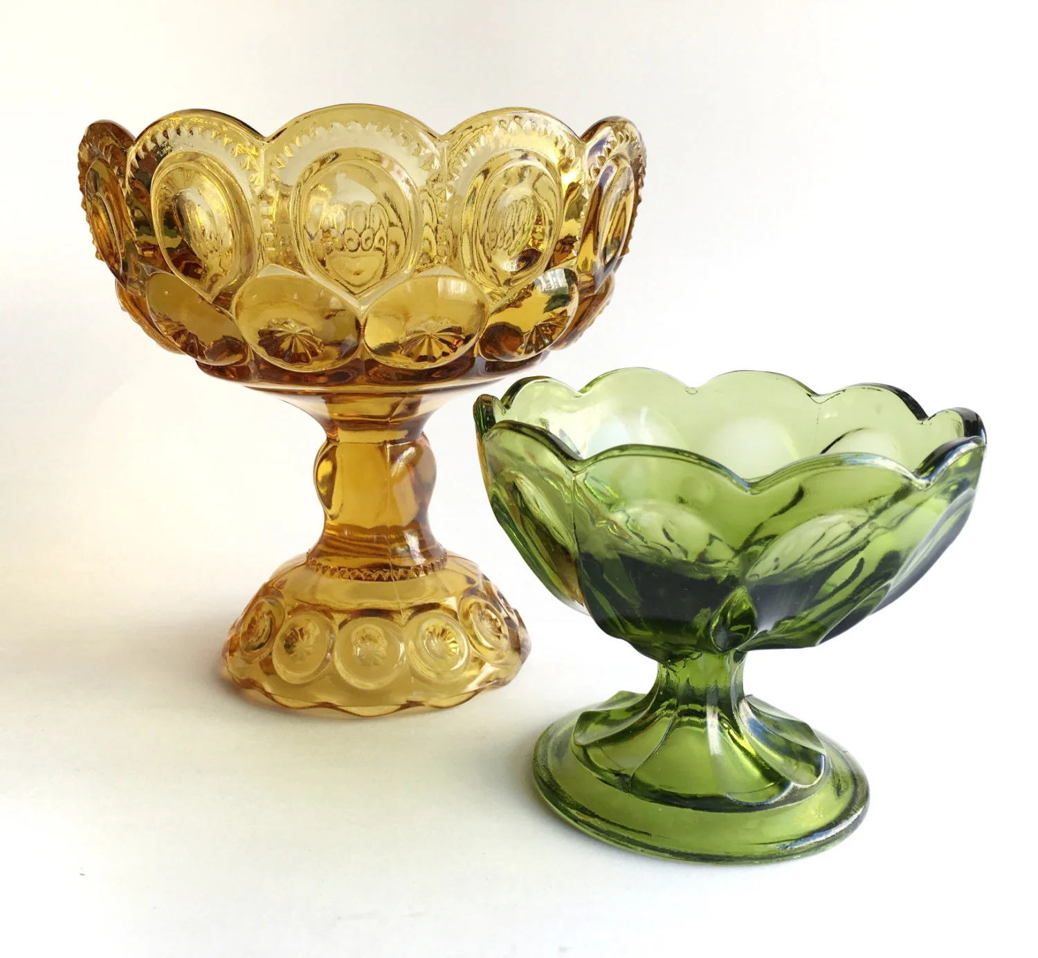 pair of 1960s glass pedestal bowls.