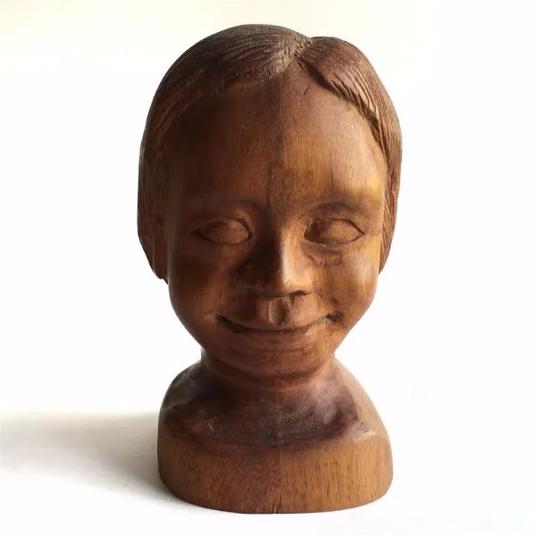 vintage hand carved wood bust.