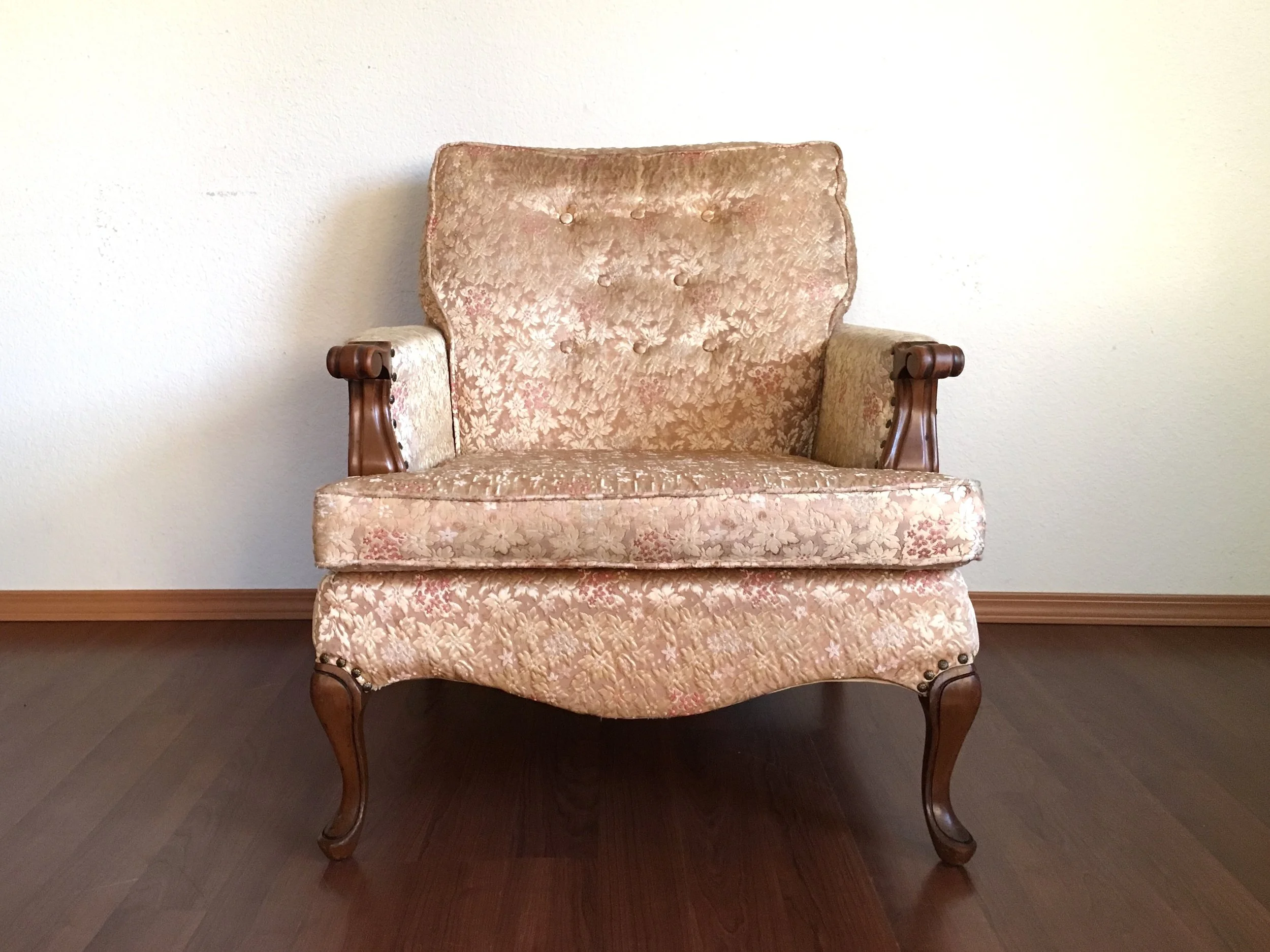 vintage gold & pink arm chair.