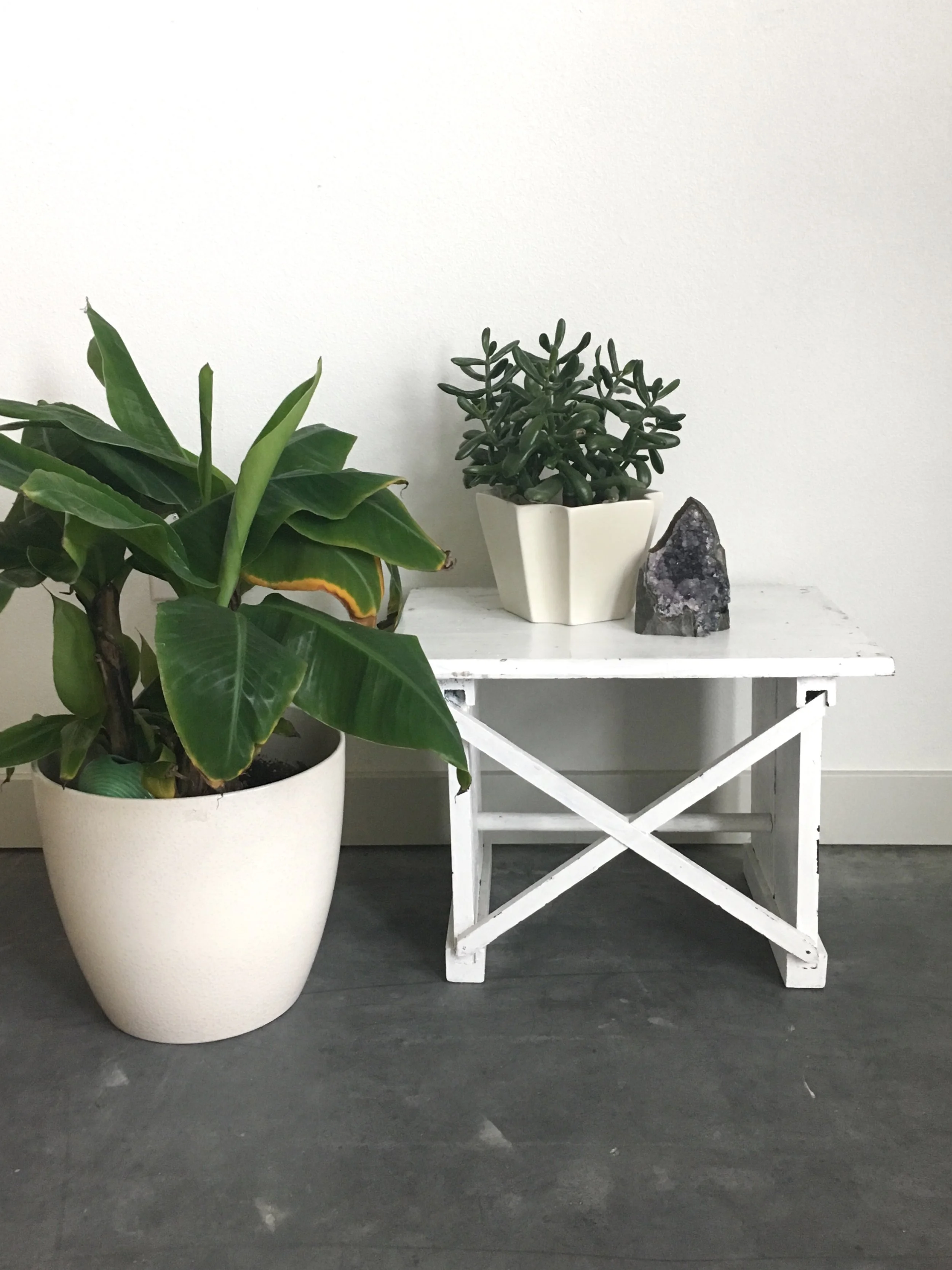 vintage primitive white step stool.