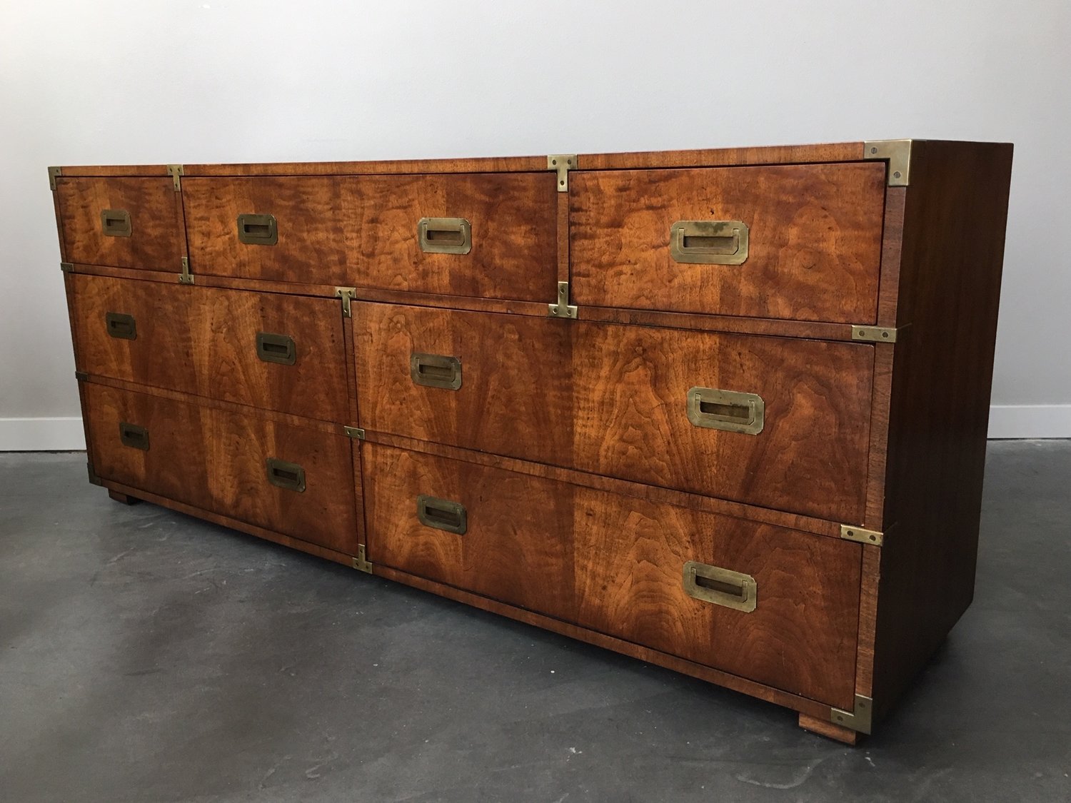 Vintage Mid Century Modern Campaign Dresser By Henredon