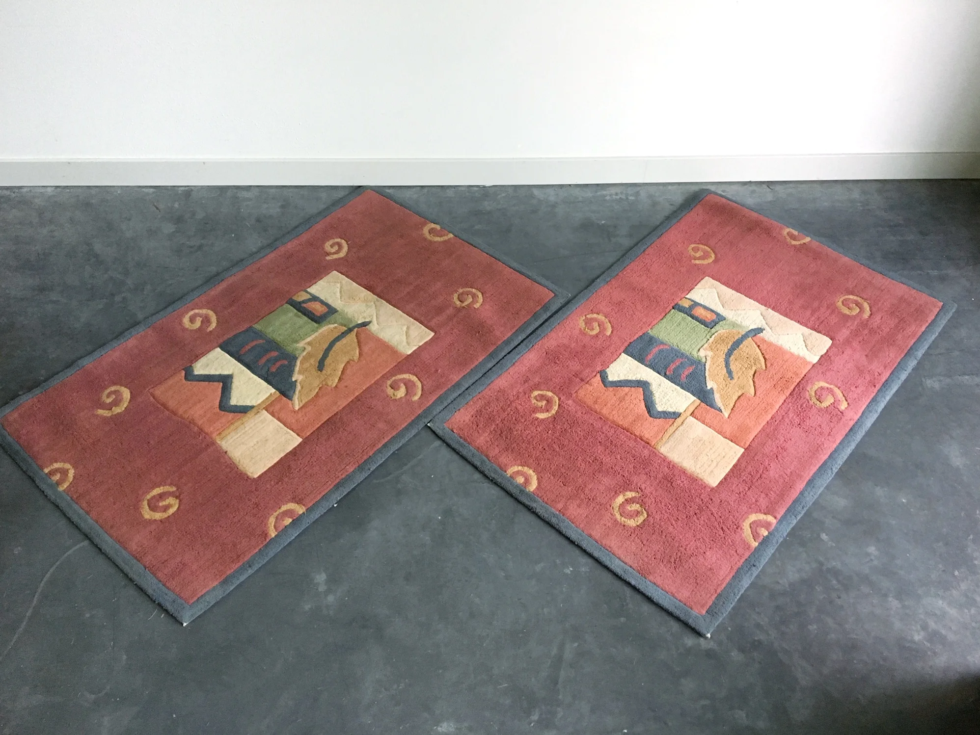 Pair of vintage postmodern rugs 30"x48"