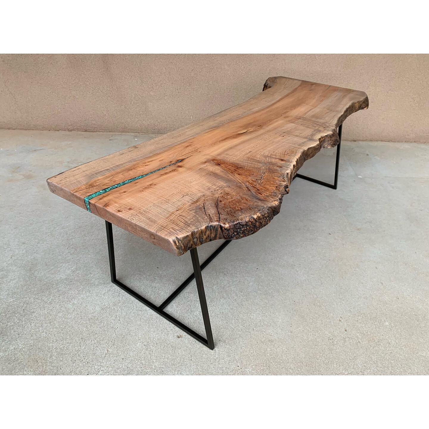 Live edge Big Leaf Maple coffee table with dark bronze powder coated metal base. 
.
.
.
.
. #furnituredesign #furniture #interiordesign #furnituremaker #woodandmetal #industrialdesign #moderndesign #albuquerque #santafenm #newmexico #handcrafted #liv