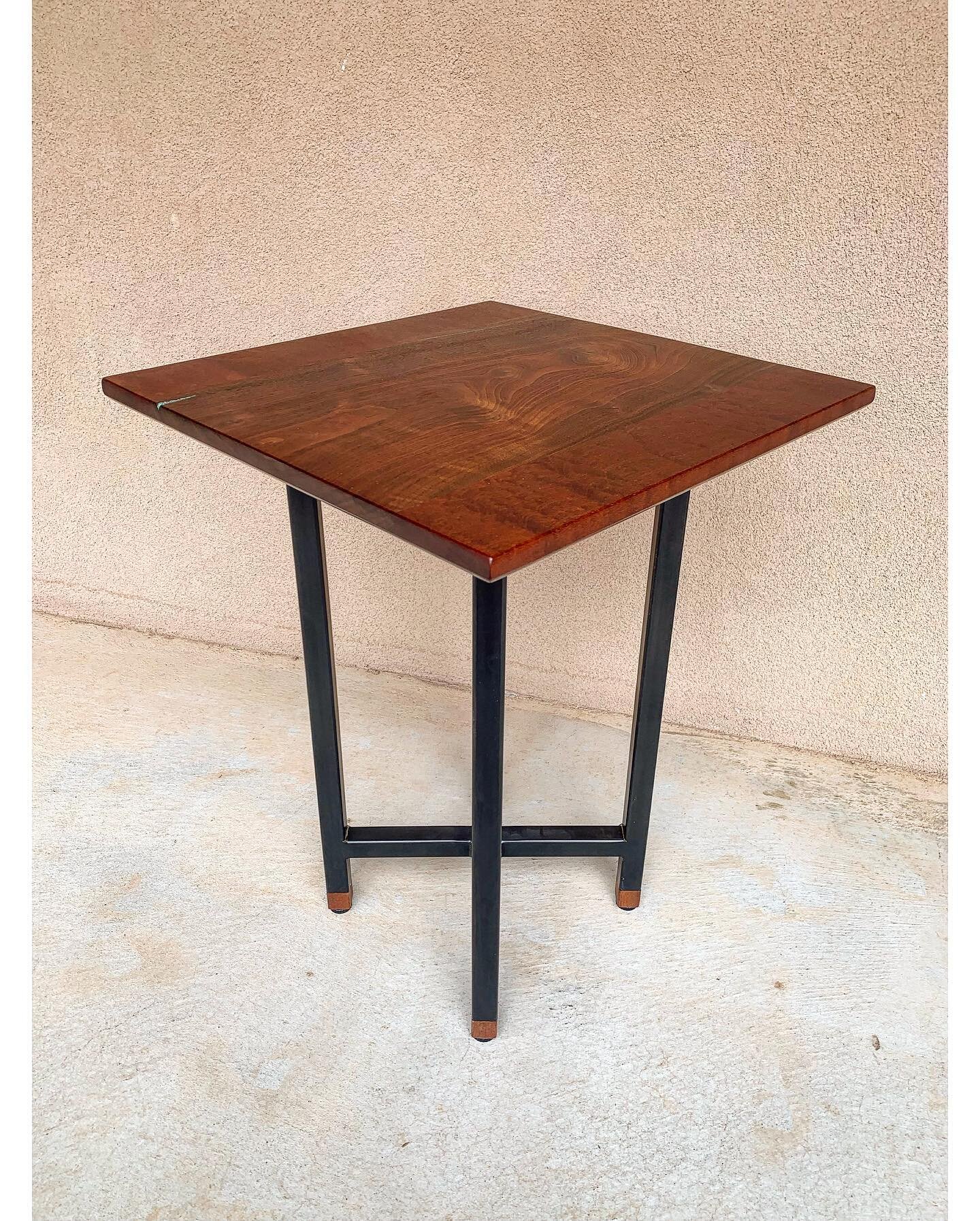 Walnut + Sapele Side Table &bull; Metal base with black patina &bull; Cerrillos Turquoise Inlays &bull; Adjustable feet &bull; 18&rdquo; x 18&rdquo; x 24&rdquo;h &bull; Available 
.
.
.
.
.

#tetradesignworks  #furnituredesign #furniture #design #int