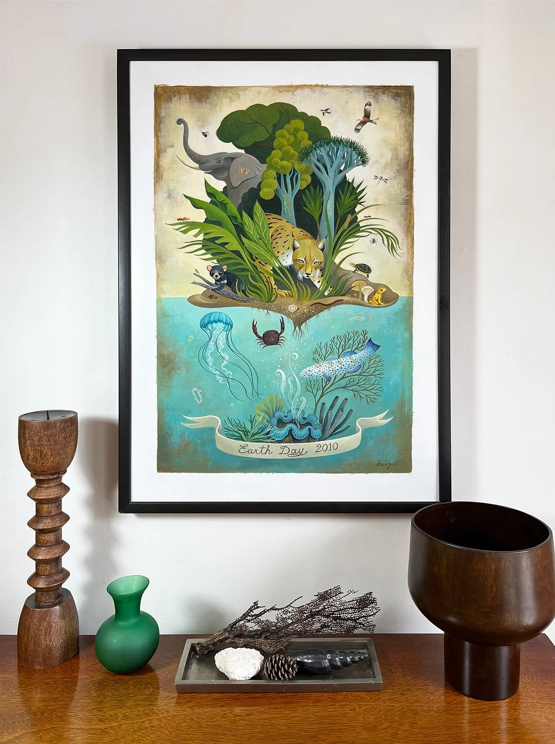 Earth Day, $2500 <p>Acrylic on masonite, framed 21” x 31.5”