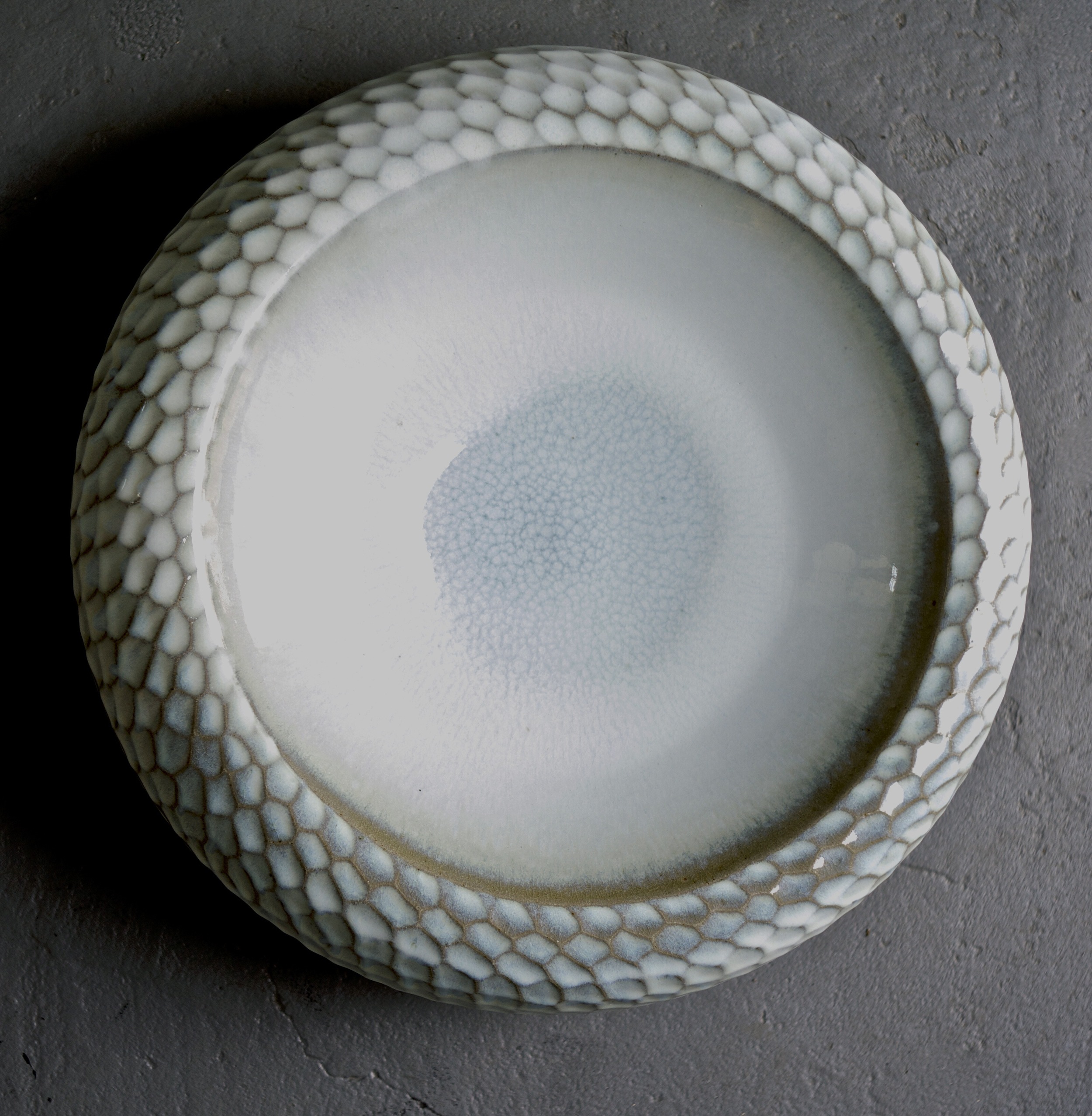  Thrown hollow form with faceted sides.  stoneware  450mm W  2011 