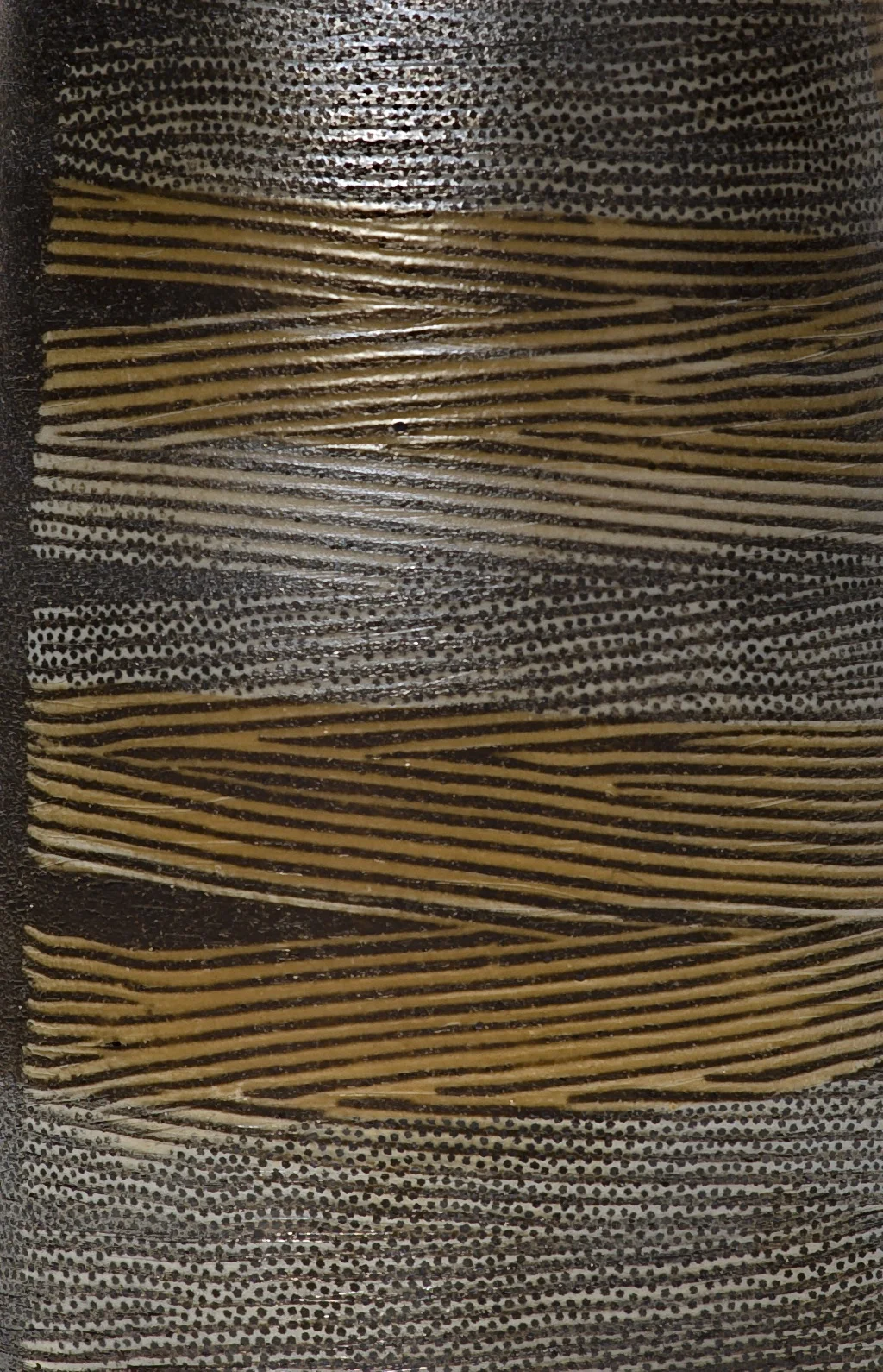detail of inlaid slip surface with dot overlay