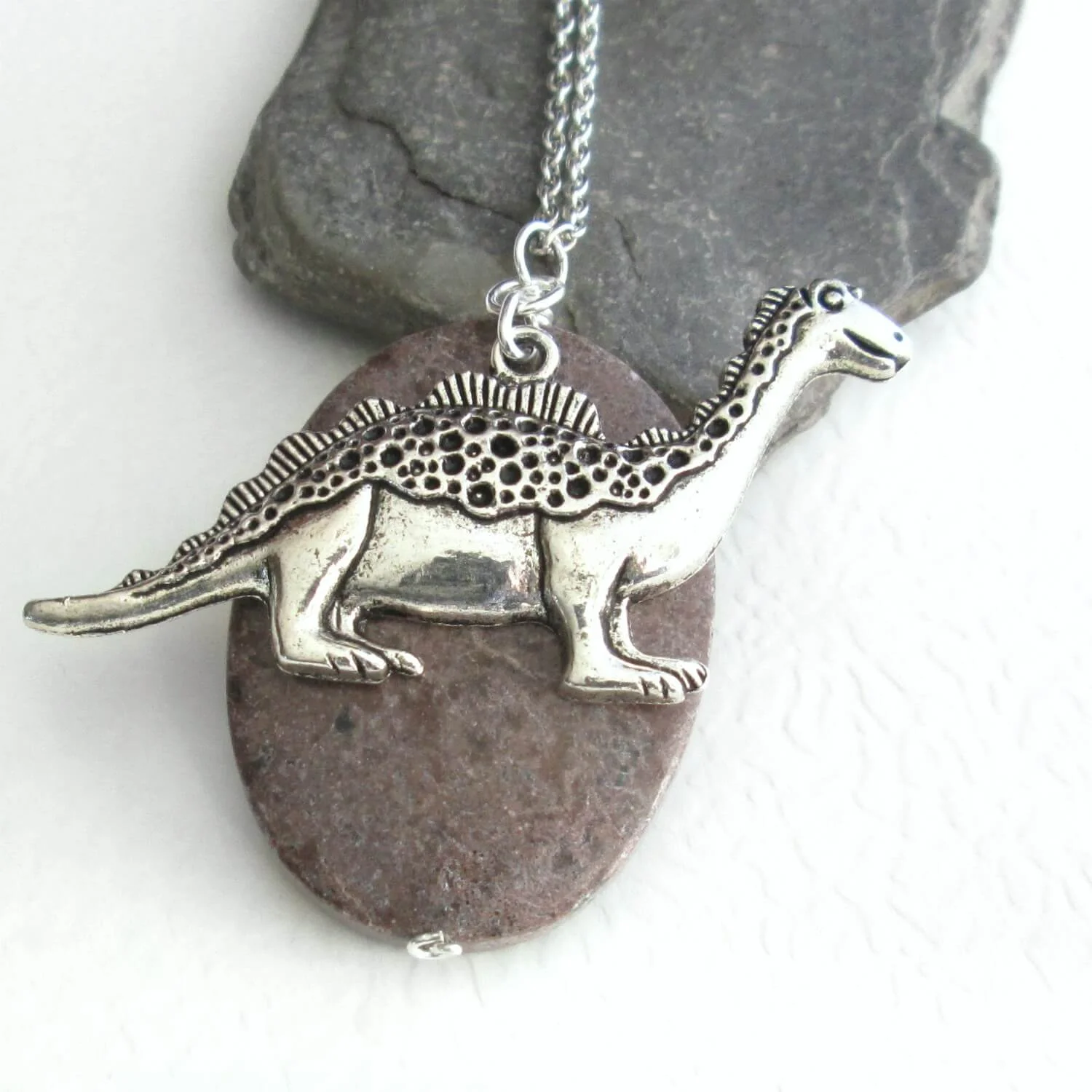 Dinosaur Necklace, Real Fossil Bone Pendant, Brontosaurus Charm