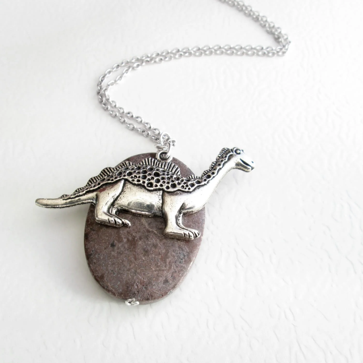 Dinosaur Necklace, Real Fossil Bone Pendant, Brontosaurus Charm