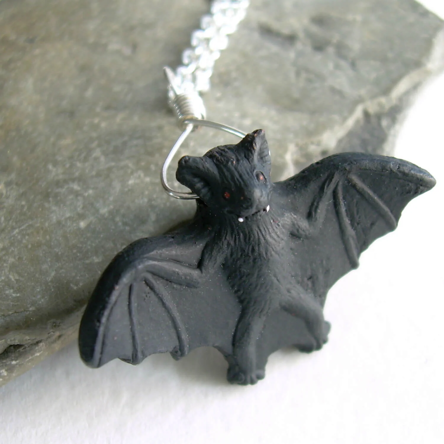Black Bat Necklace, Halloween Jewellery — CindyLouWho2