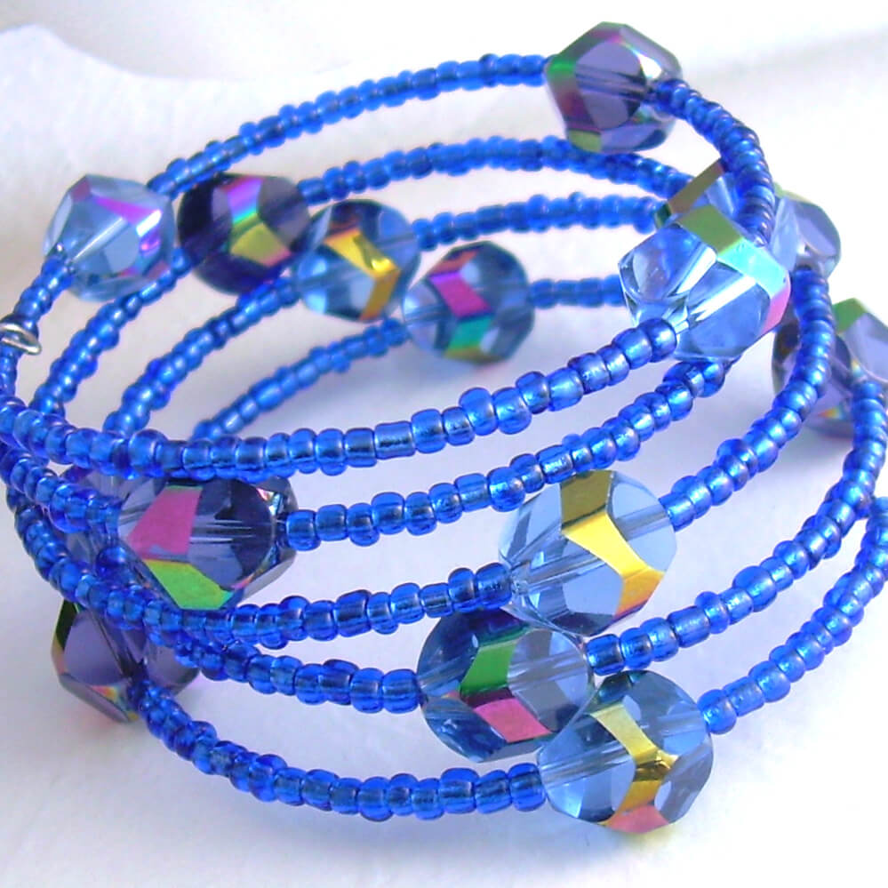 Broken China Jewelry Blue & White Sterling Bead Charm Bracelet