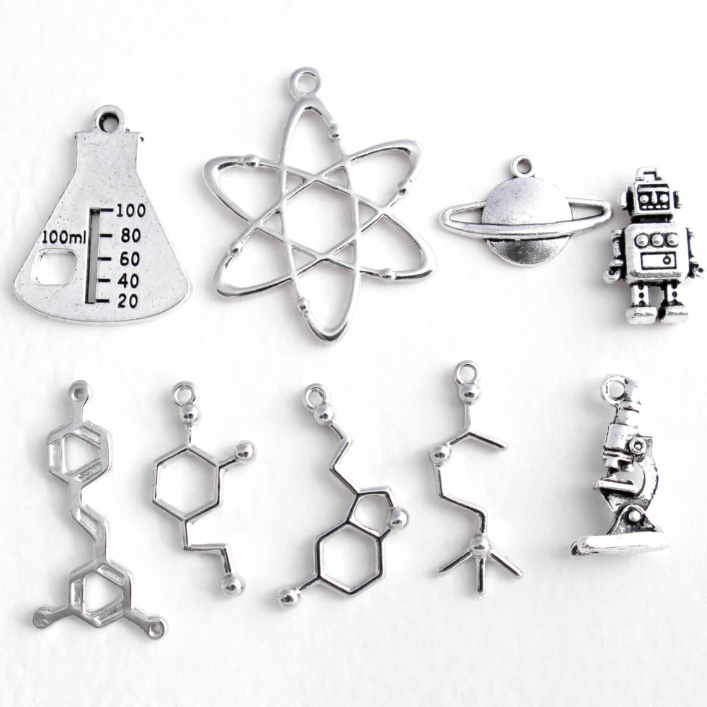 Science Themed Charms: Chemistry, Lab, Space Add Ons in Silver, Customize  Your Jewelry — CindyLouWho2