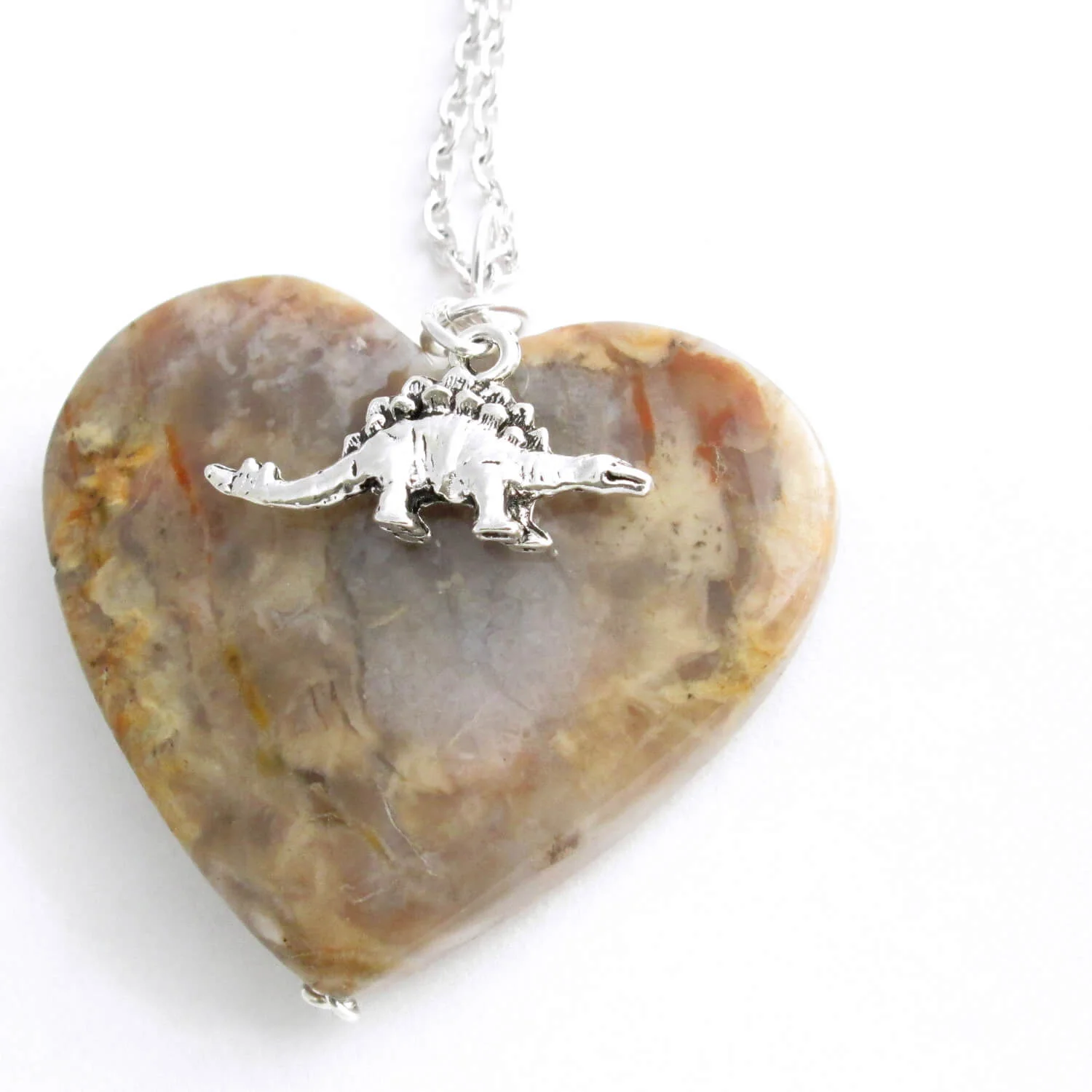 Dinosaur Coprolite Heart Pendant 