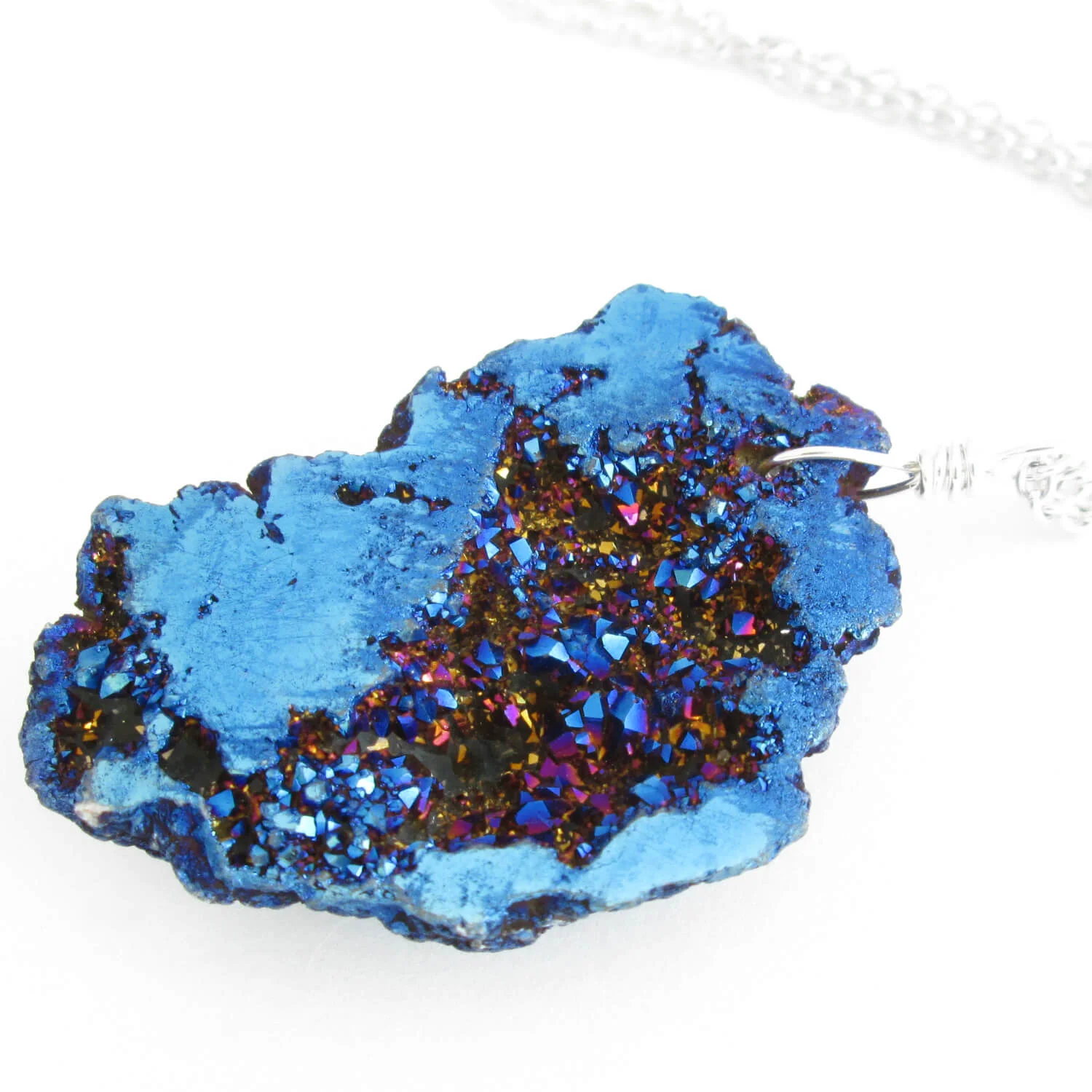Cobalt Blue Druzy Necklace: Metallic Geode Pendant — CindyLouWho2