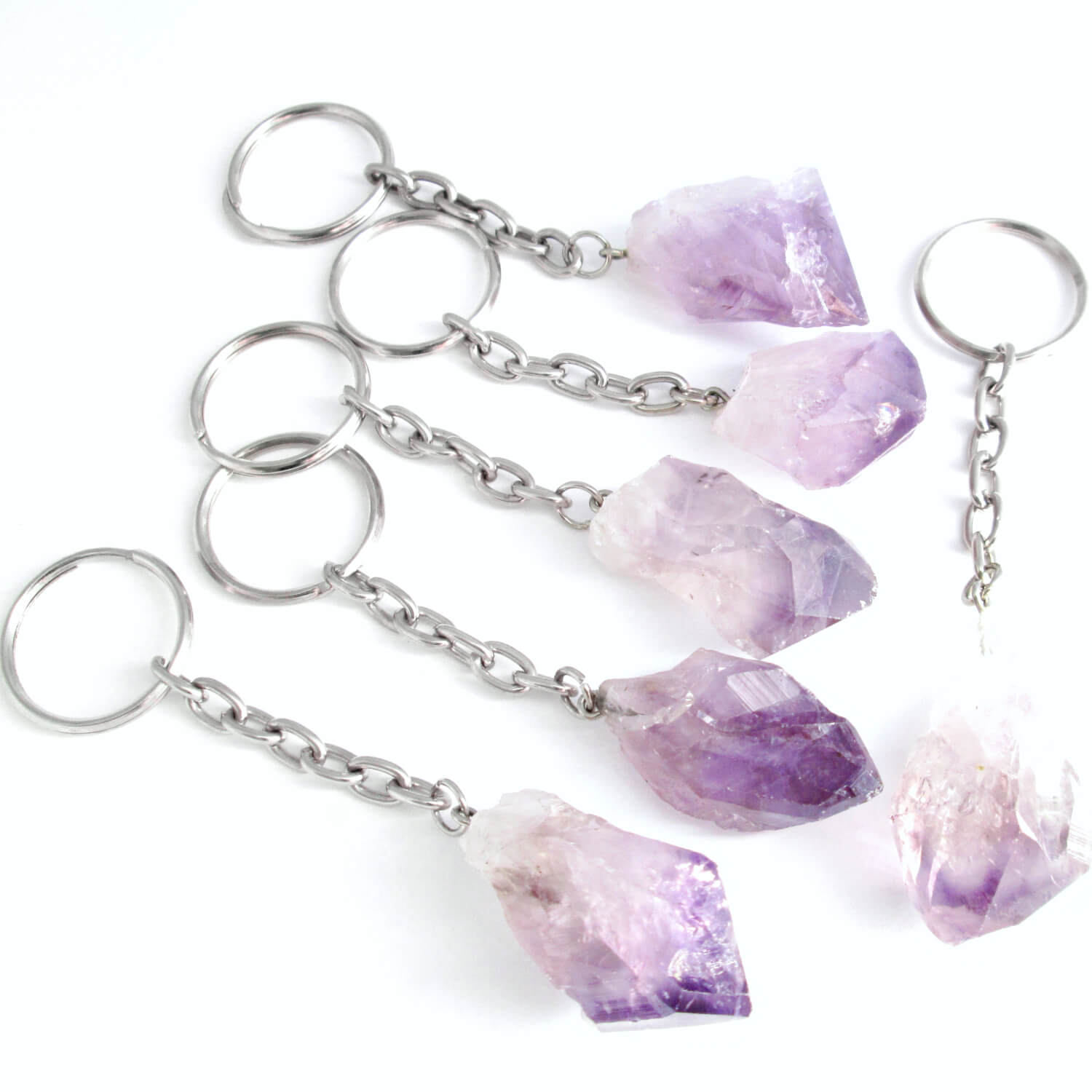 amethyst and quartz gold and purple crystal keychain handmade keychain