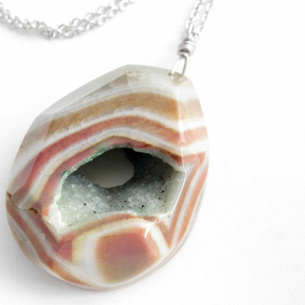 Agate strangles /& Long Necklace 925 silver gold plated gift for woman gemstone Druze Druze pendant agate pendant
