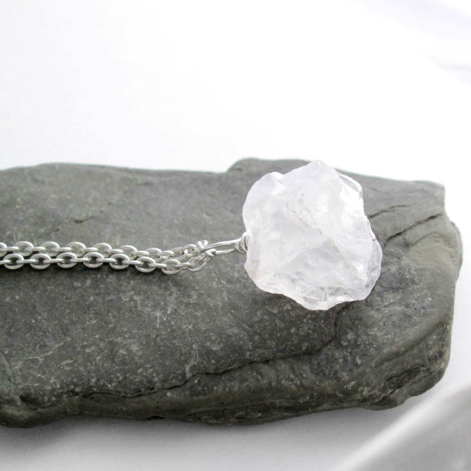 Crystal Rock Quartz and Silver Healing Gemstone Necklace - Etsy
