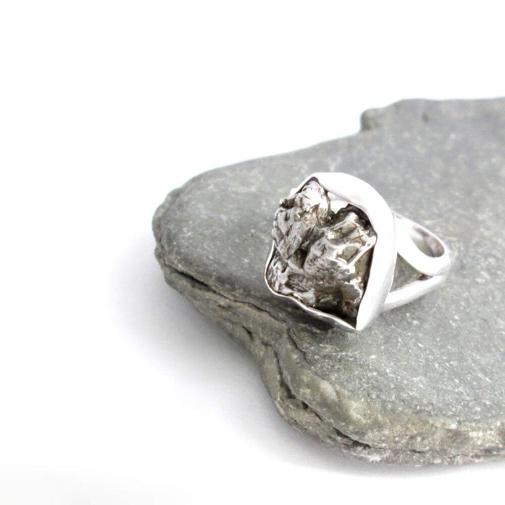 Meteorite Engagement Ring Set