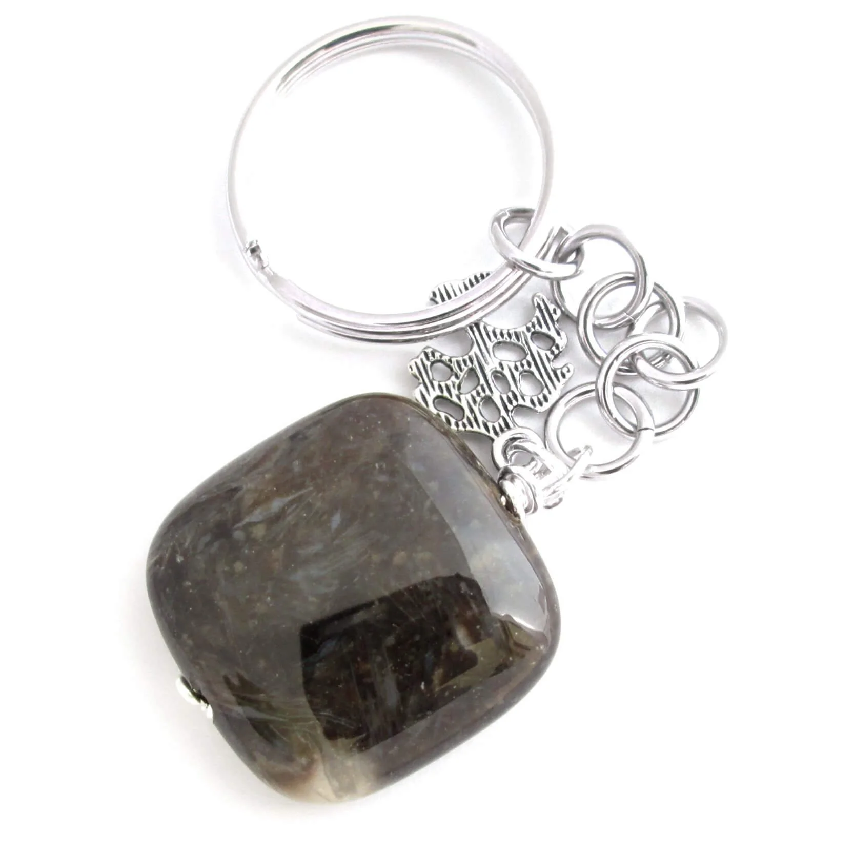 Fossil Petrified Wood Key Ring, Brown Stone — CindyLouWho2