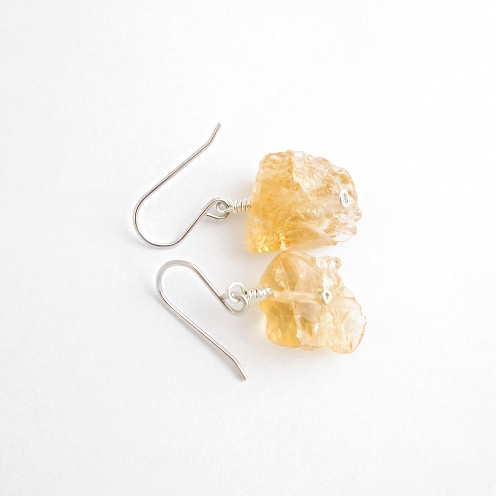 Uncut Citrine Earrings, Rough Semi-Precious Gemstones — CindyLouWho2