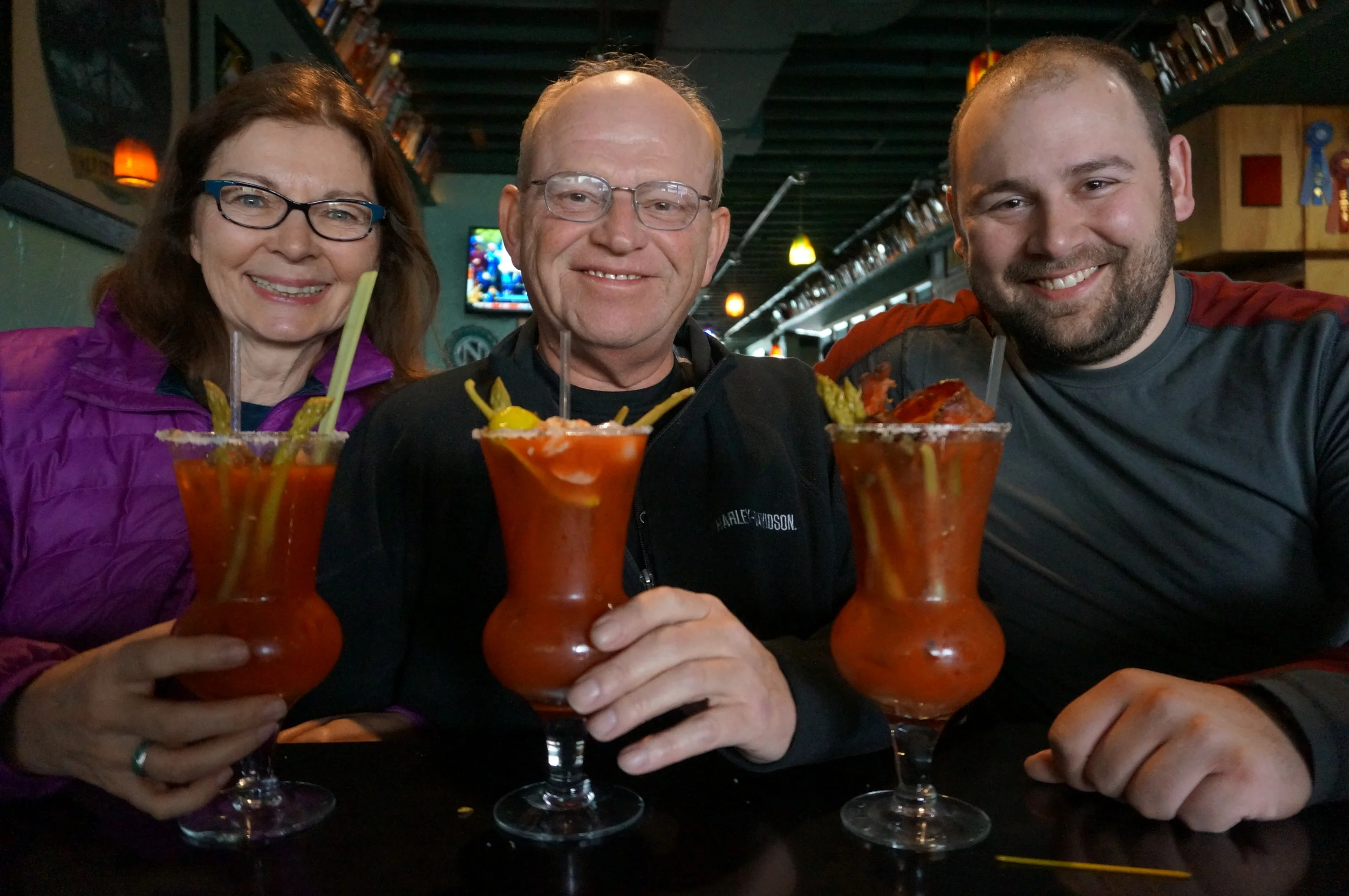 Every once in awhile I capture a shot of my Mom where she looks like she does in photos of her as a little girl. This is one of those times where she looks like she's seven... Who gave the seven-year old a huge Bloody Mary?!