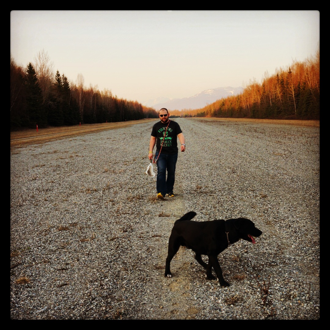 Tony often tires Ruger out by chucking Lacrosse balls. This was one of those epic nights with golden light, only Alaska in the spring can offer.