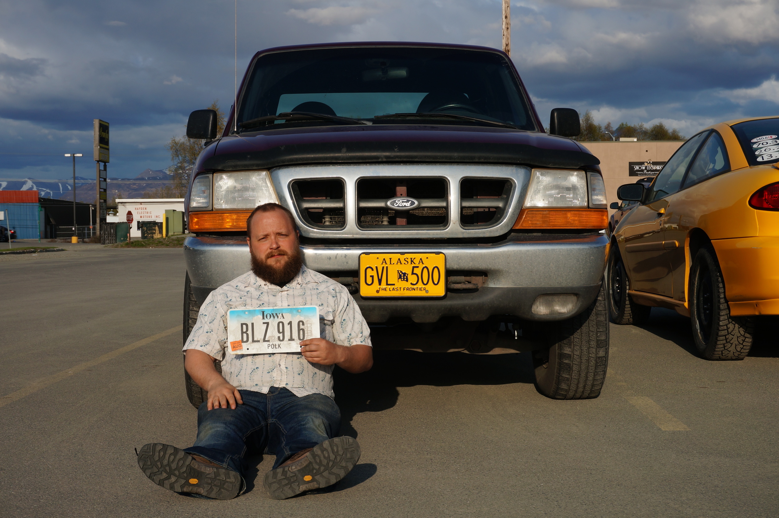 Kenny made it official: he changed from Iowa plates to an Alaska one. I love capturing small milestones like this.