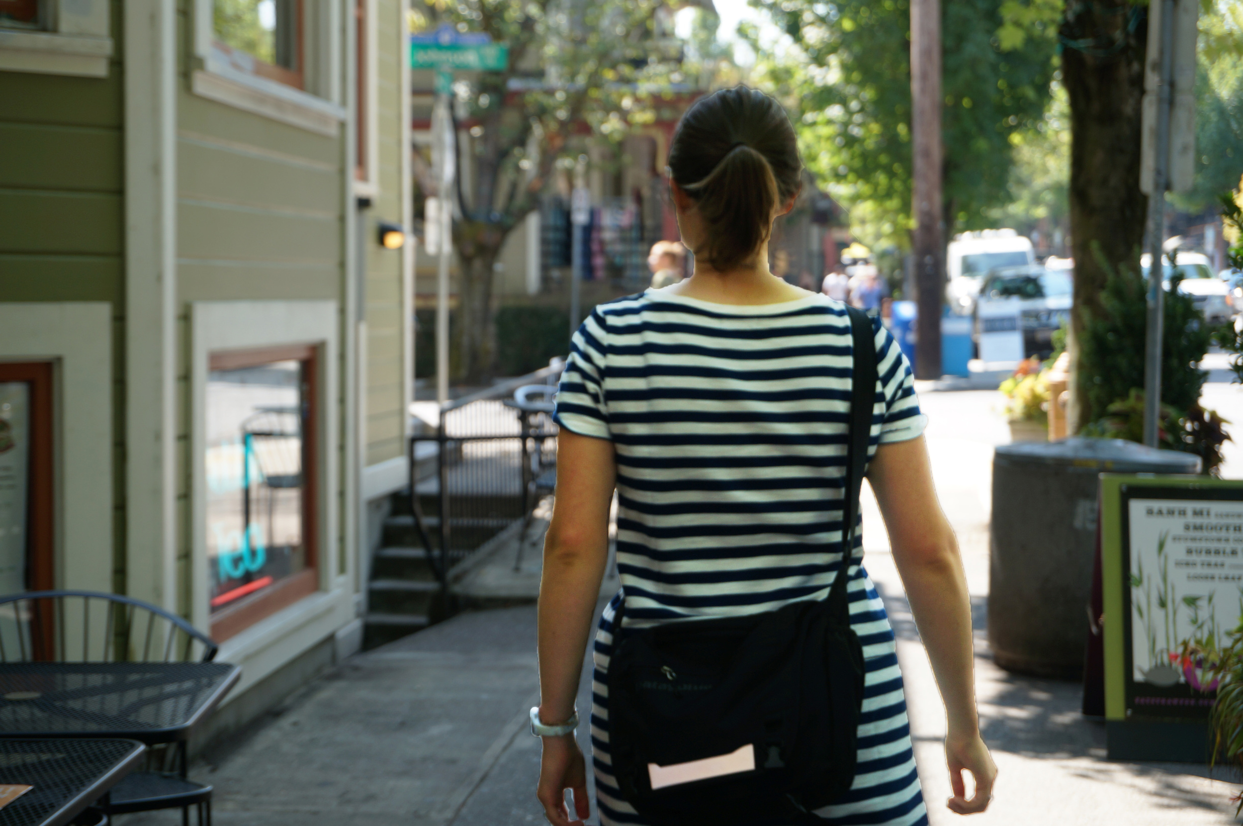 I took this photo of my sister walking down the street in Portland. Don't know why it speaks to me, but I love this shot.
