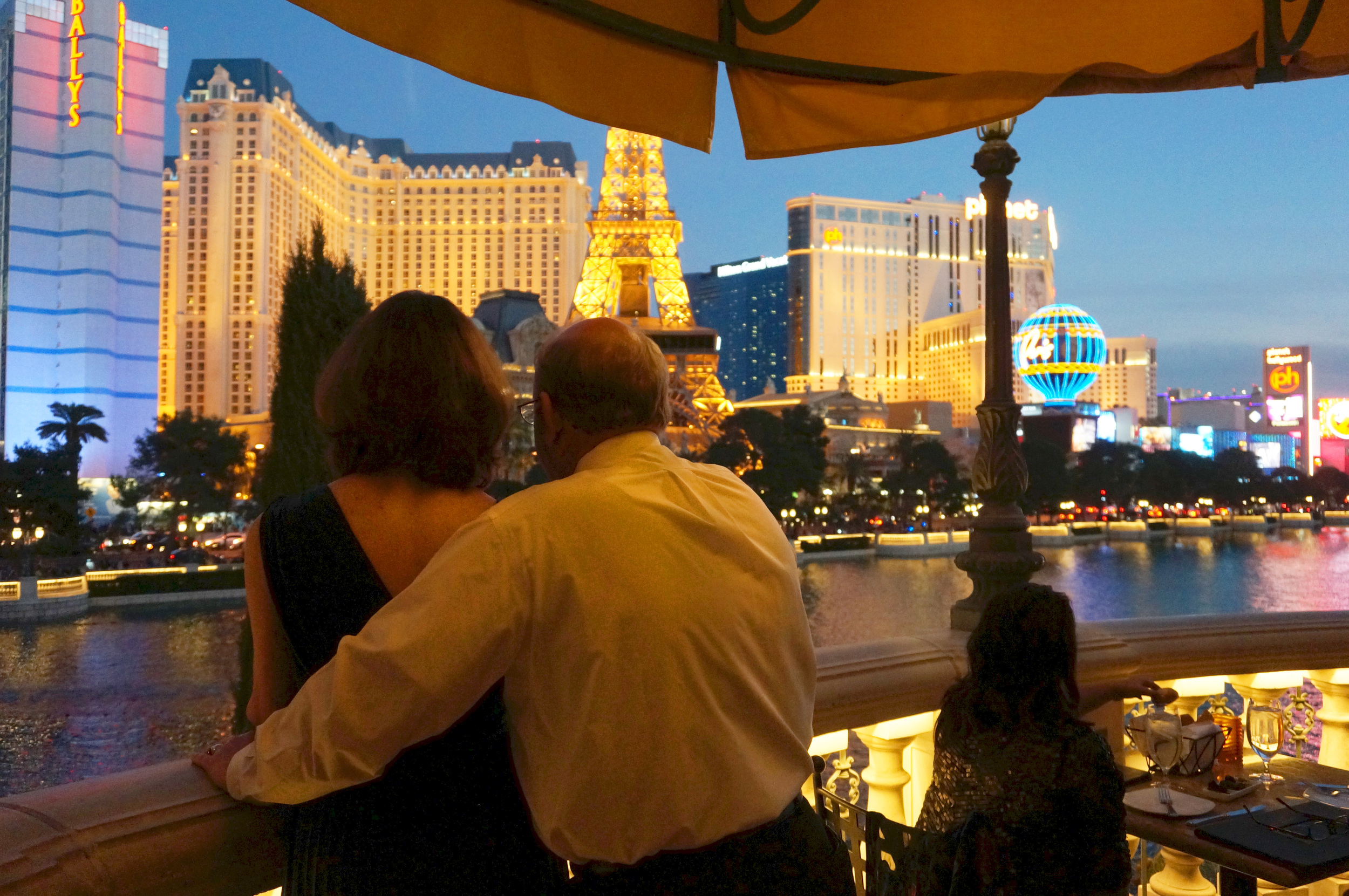 Caught a tender moment between my parents as they watched the Bellagio fountains during dinner.