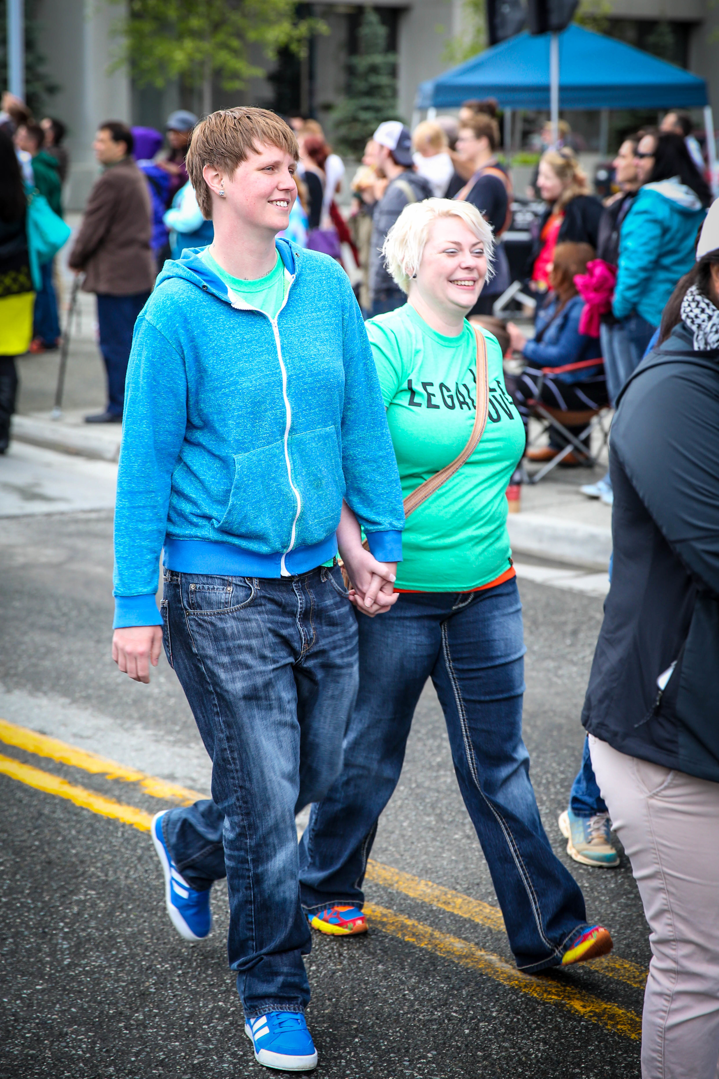 Courtney Lamb & Stephanie Pearsons marched in this year's Pride Parade. They were married in Anchorage in October, following a lawsuit with the state over marriage equality.