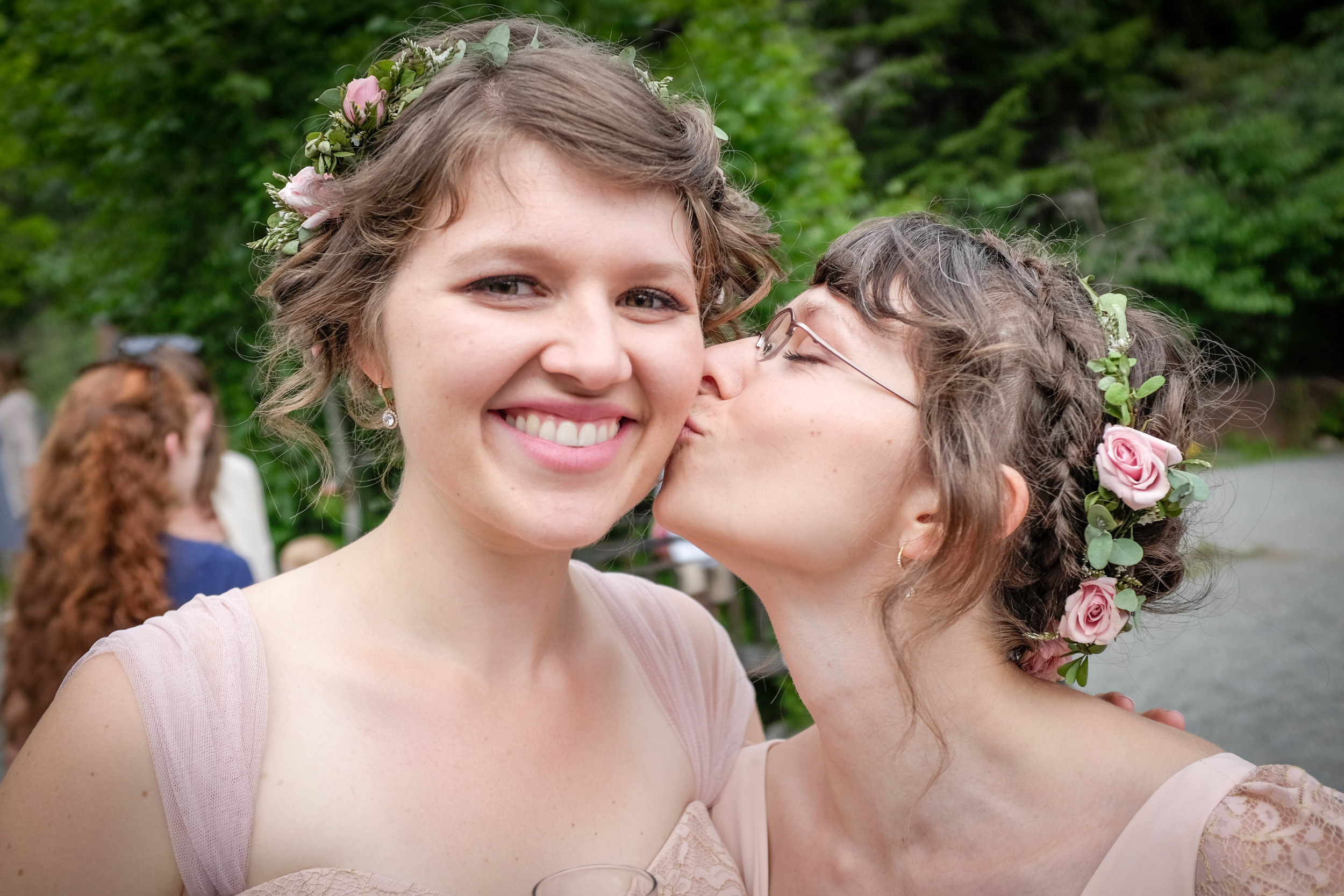 Floral Crowns by Alaska Knit Nat transformed my bridesmaids into "Woodland Fairies". Photo: Brandon Hafer