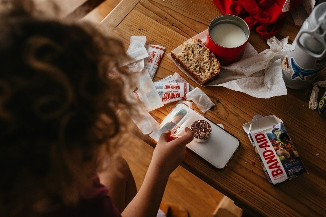 This photo might not look like much, but it is a gift to myself. I submit this photo into evidence that I am a good mom. That I am doing a good job. 

Look at that bread that you and I made together. You&rsquo;re sitting at the table where we eat din