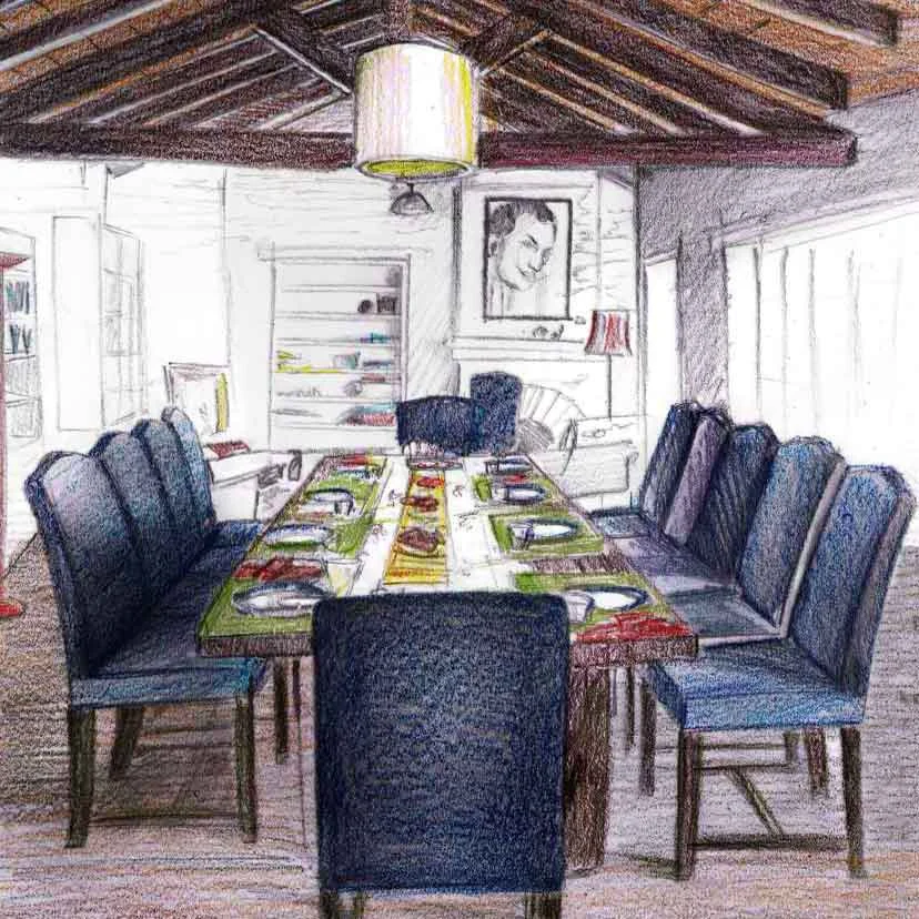 Like a large family, everyone staying at the Terraces gathers at the generously sized living room with its unique oak and pine wood table to partake of most meals… order up a banquet, have a candle lit dinner in one corner, a casual brunch or a salad and pasta lunch... 