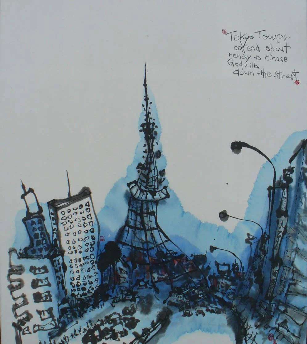 tokyo tower, ink and color 2007