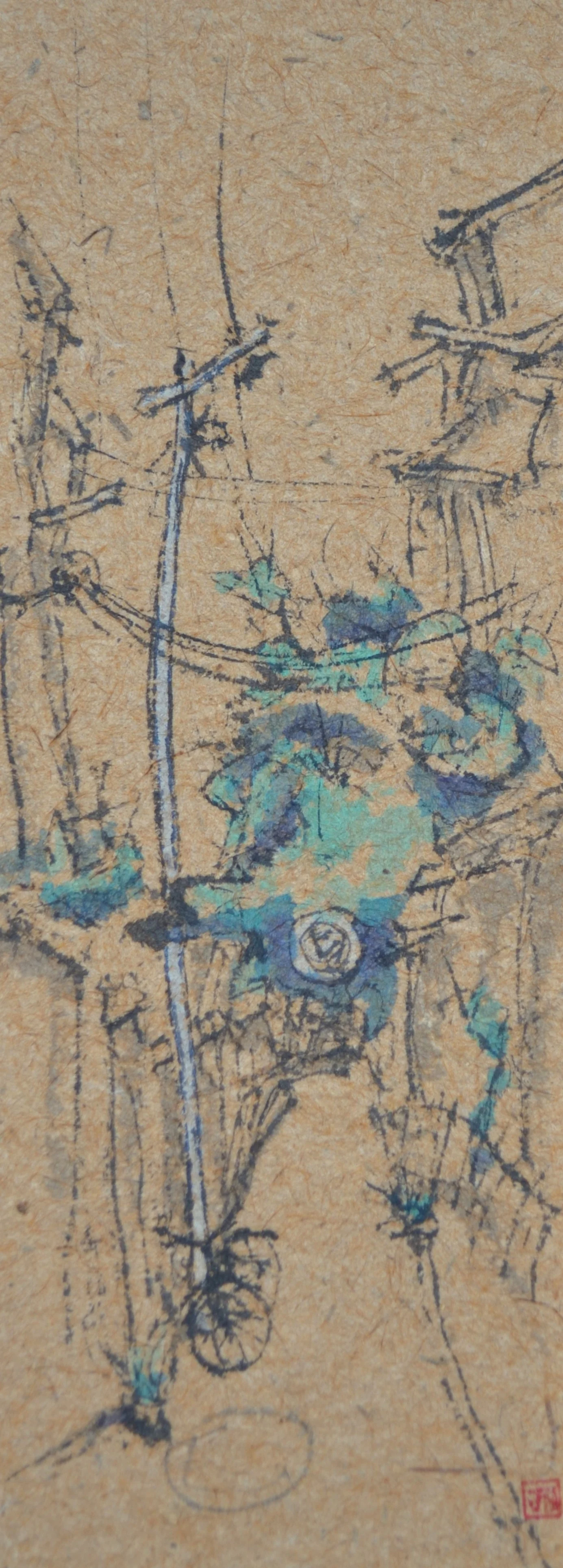 Fuji San Day,  27 x 9 1/2, ink and color on paper 