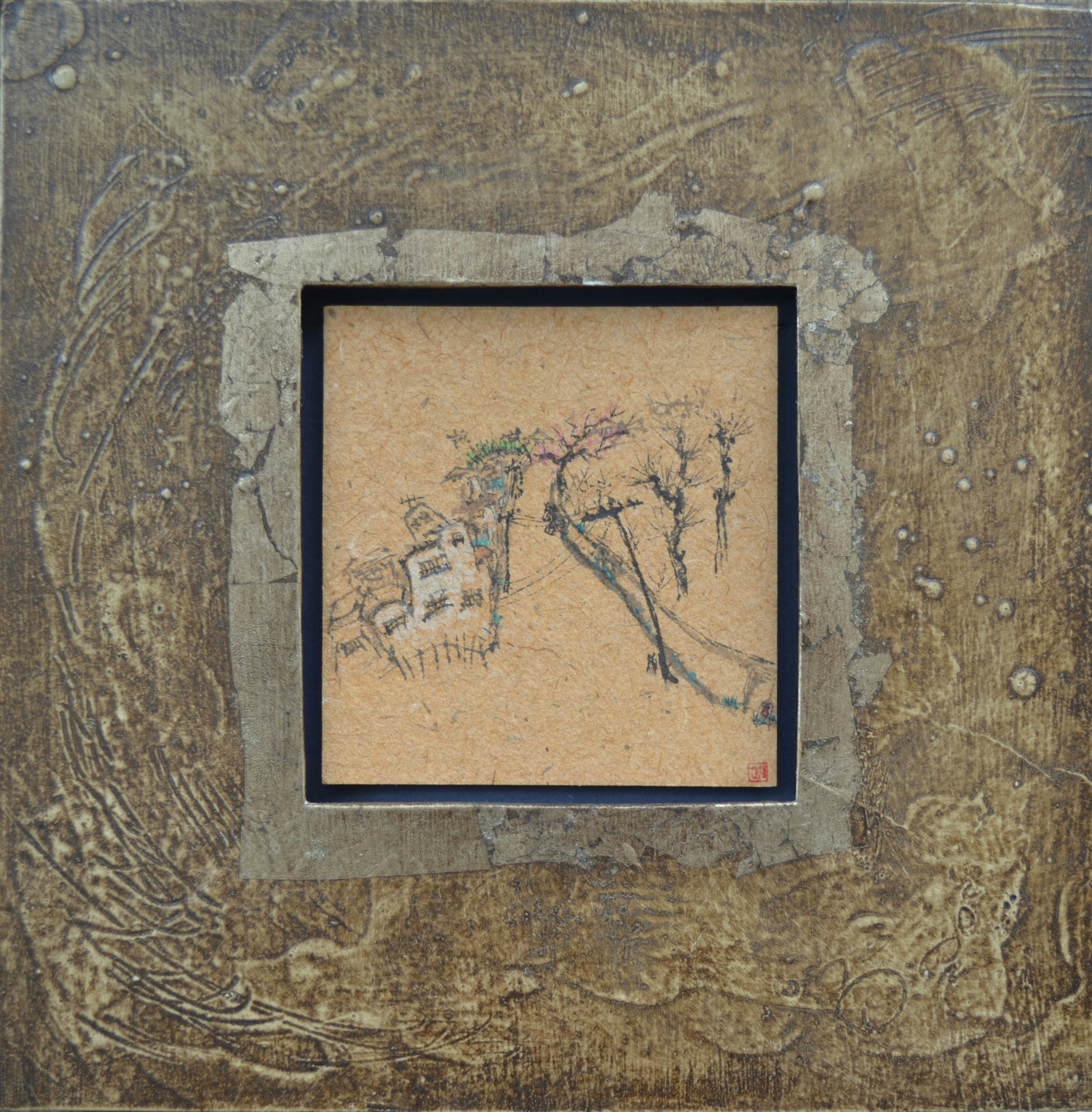 Cat at the Bottom 16x15 cm.