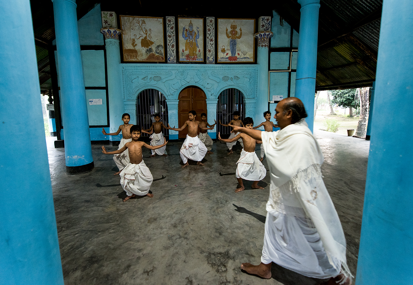 Dancing monks in training - Assam, India