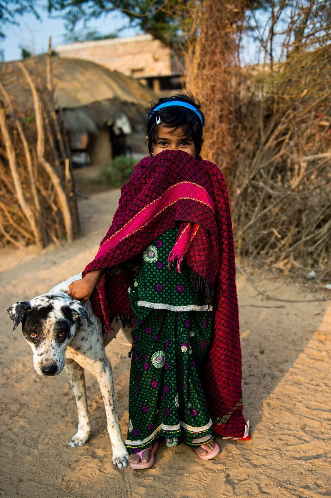 A shy little girl with her beloved playmate. (Copy)