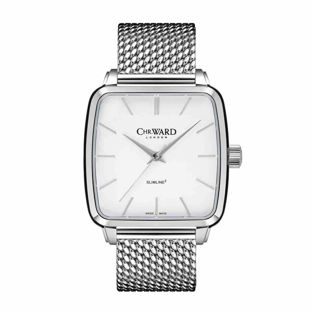 C5 Malvern Square Slimeline White Matte Dial w/Milanese Bracelet