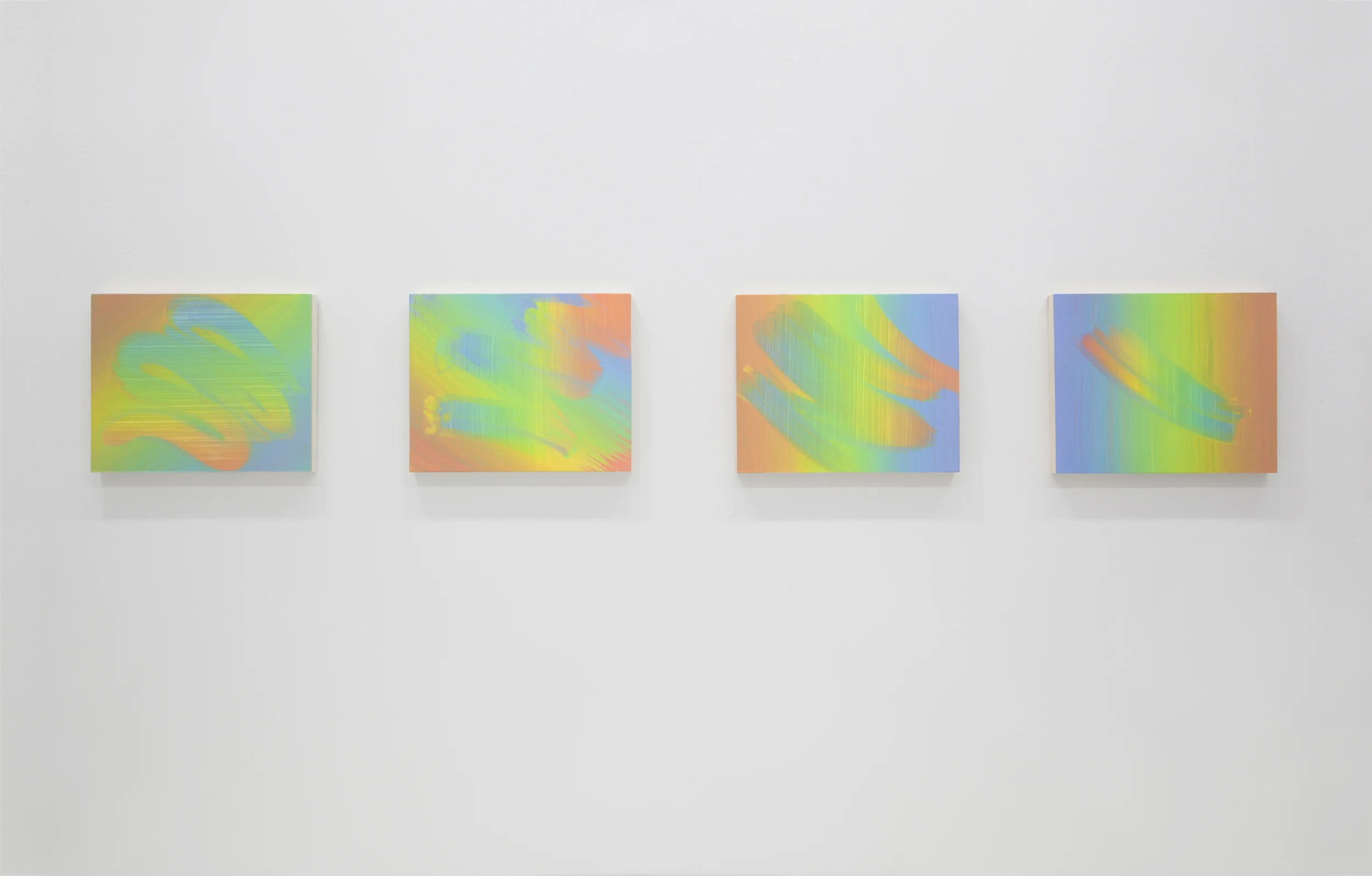MORE OR LESS Nancy Margolis Gallery, New York, NY February 18 - April 2, 2016 Left to right, Aliza Morell: Sunstroke , 2015; Ra-orama , 2015; Drifter , 2015; Slow Solar , 2015.