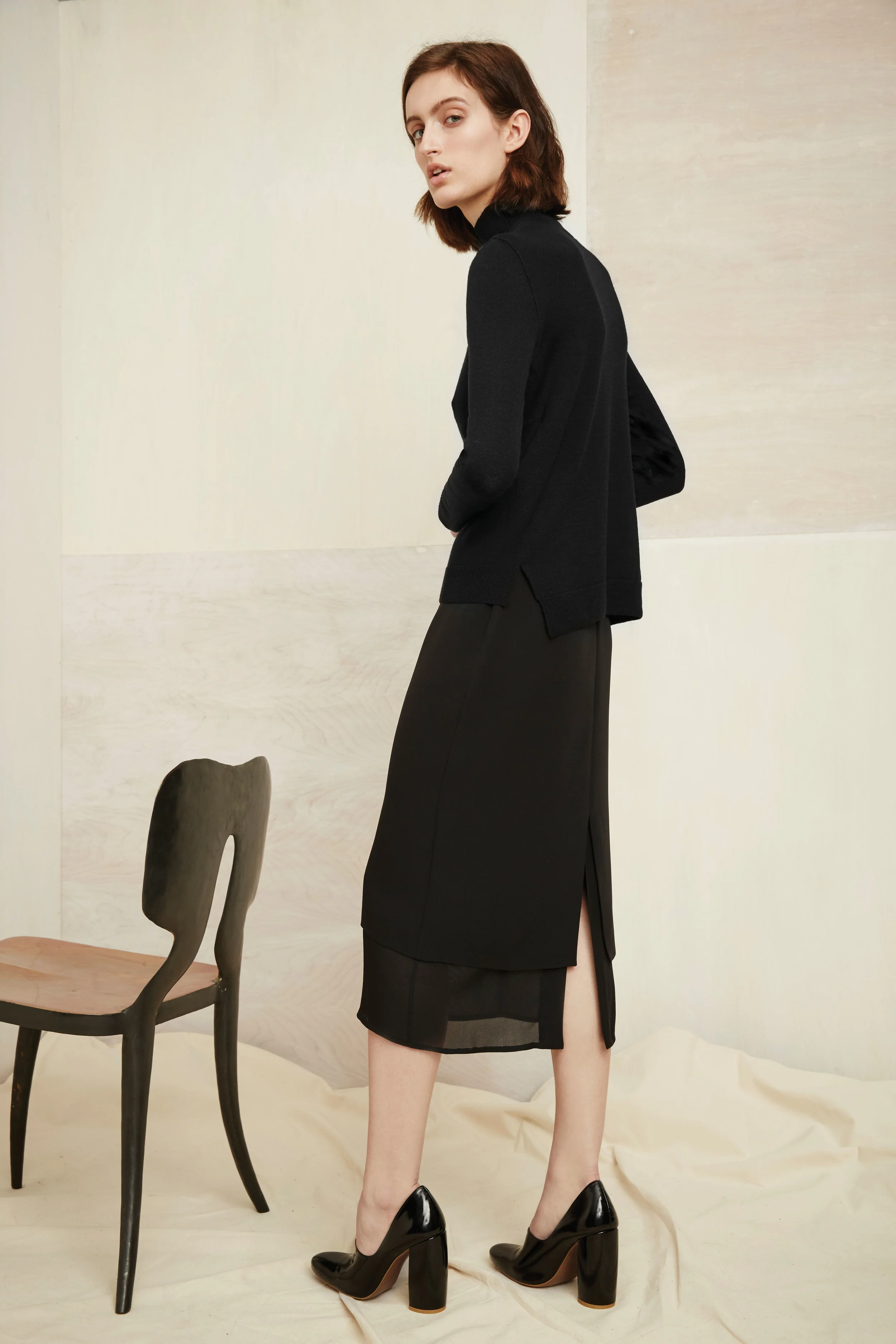 Ryder turtleneck, Massaro skirt 