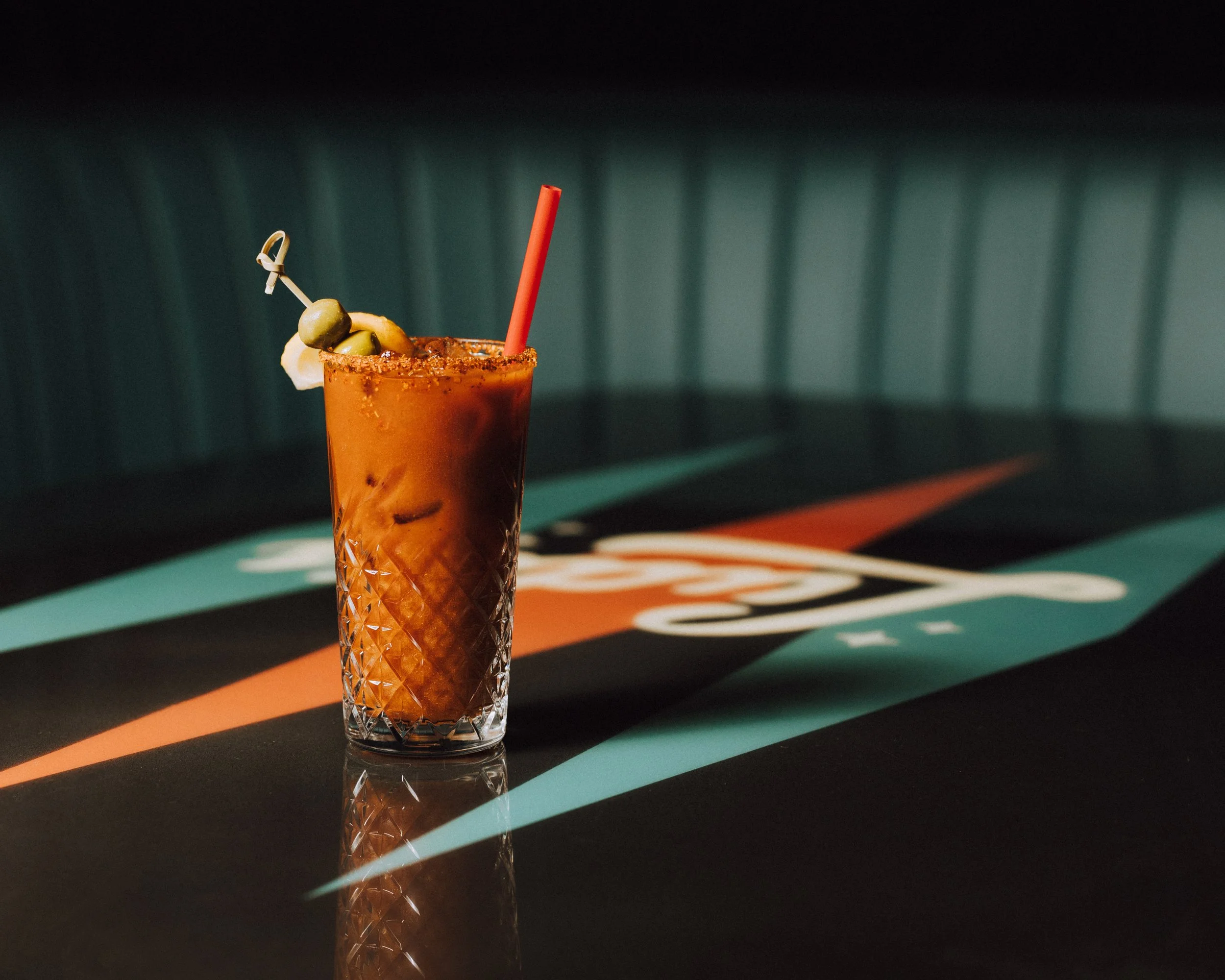 Bloody Mary photographed in the graphic interior of Ludo's
